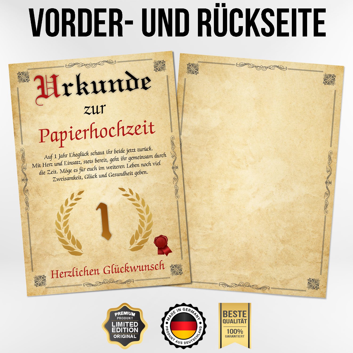 Tigerlino Poster Urkunde zum 1. Hochzeitstag günstig online kaufen