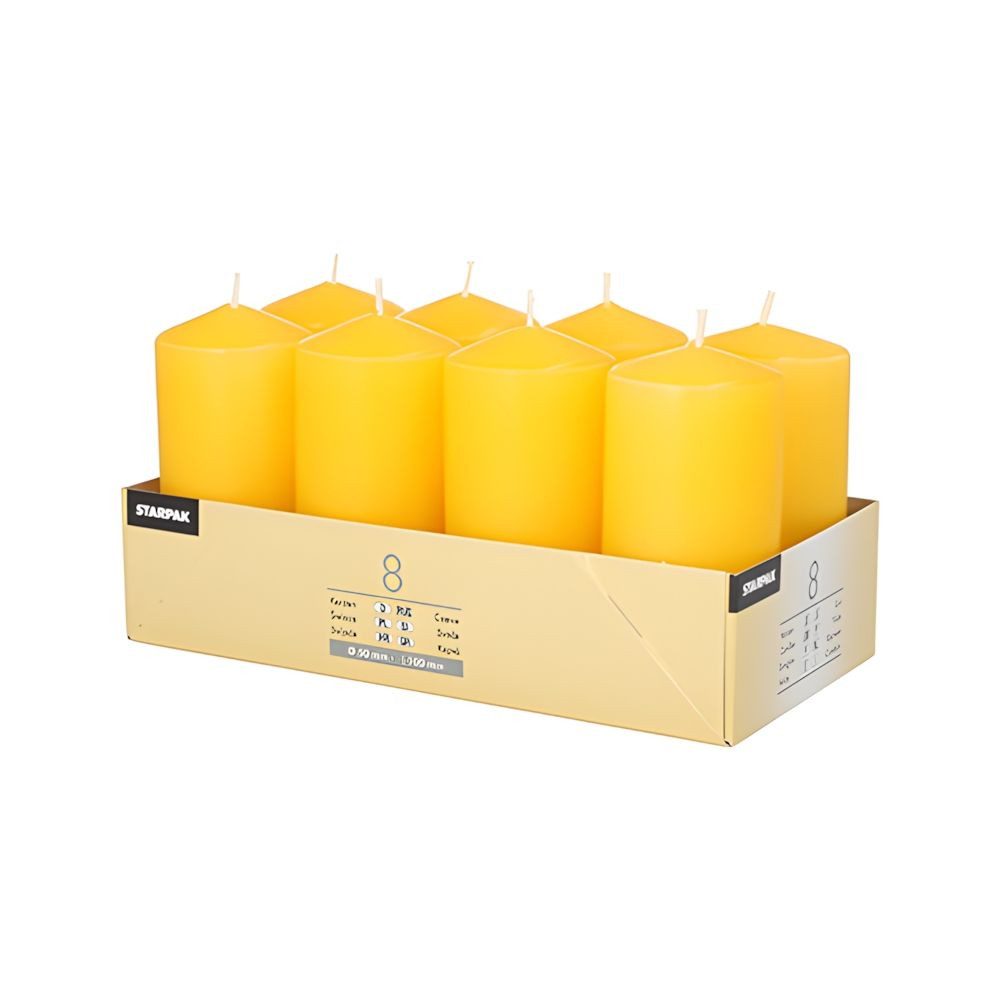 PAPSTAR Stumpenkerze Stumpenkerzen Ø 50 mm, 100 mm goldgelb 8 Stk