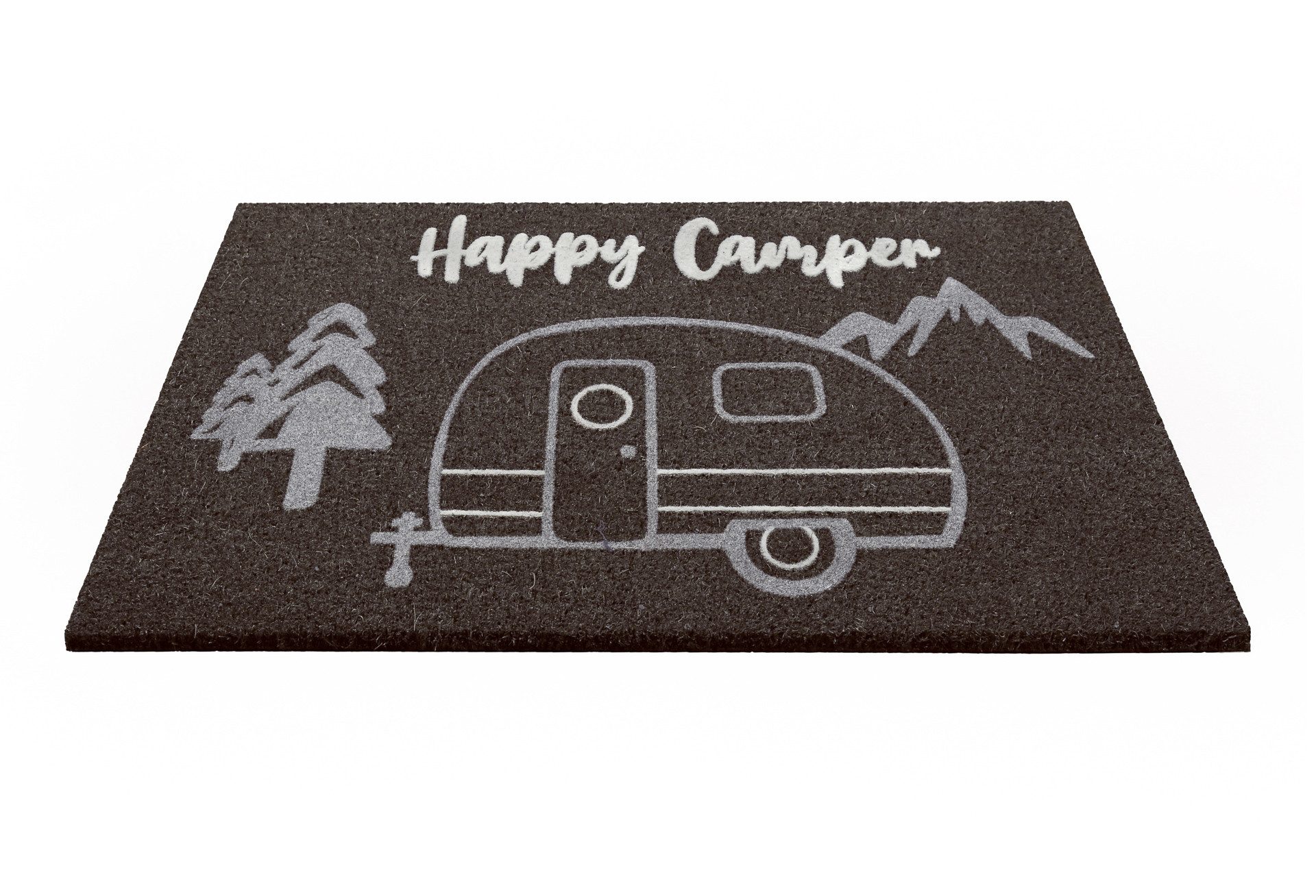 Wecon home Fußmatte Happy Camper, rechteckig, Höhe: 18 mm, rutschfest, robust, innen, Außenbereiche überdacht, schwer