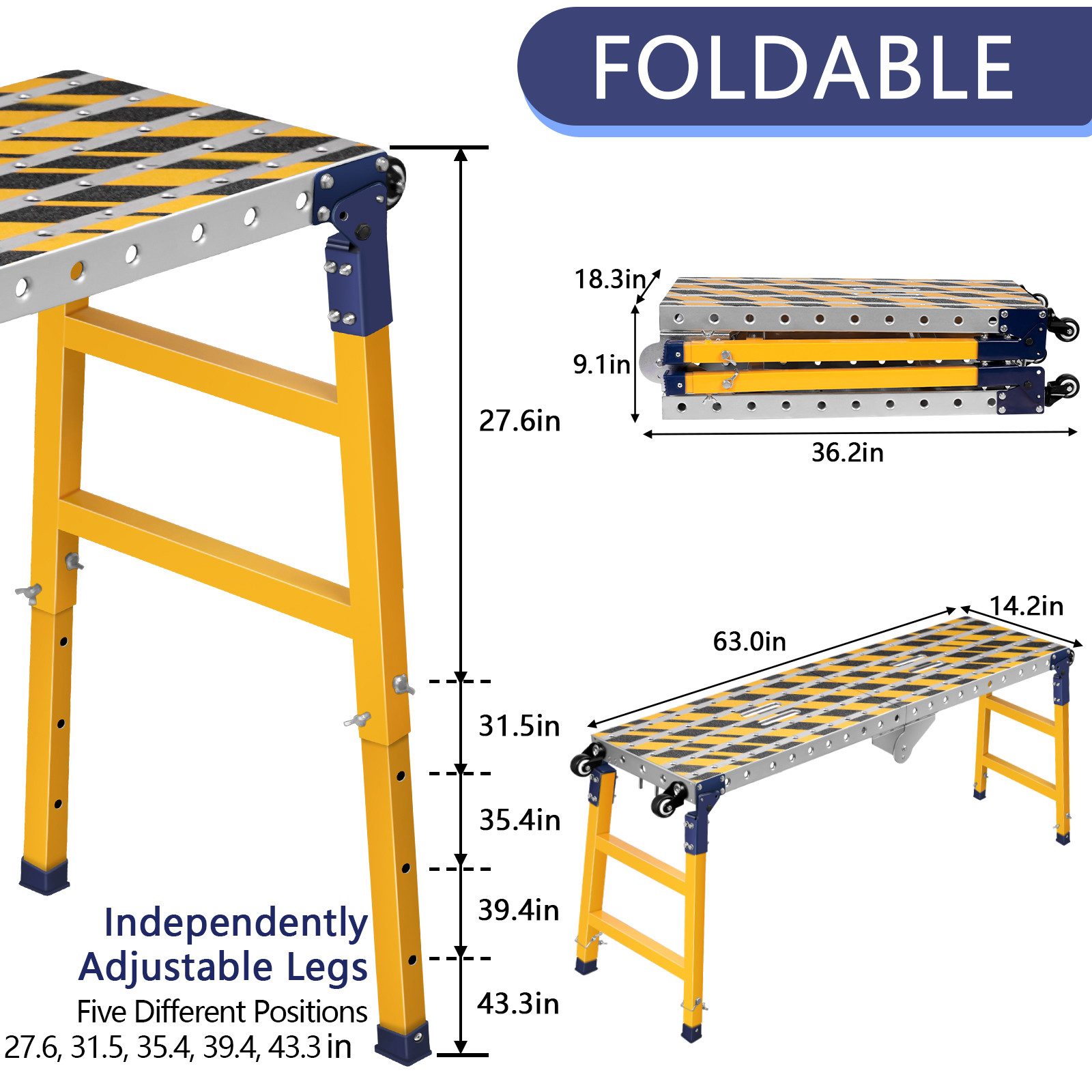 XERSEK Arbeitsplattform 2in1 Stahl Klappleiter Fahrgerüst Multigerüst bis 5 günstig online kaufen