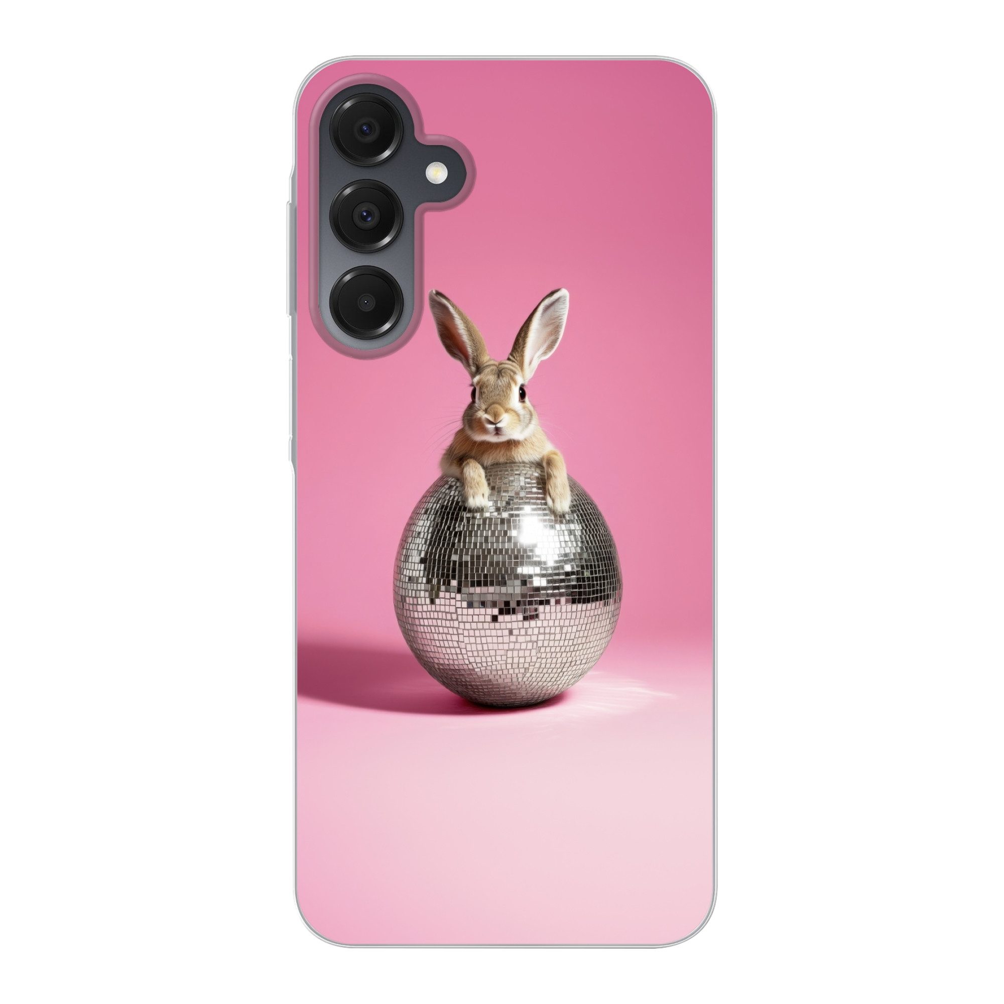 MuchoWow Handyhülle für Samsung Galaxy A16 5G Hase - Schleife -Diskokugel, Phone Case, Silikon, Schutzhülle Dünn