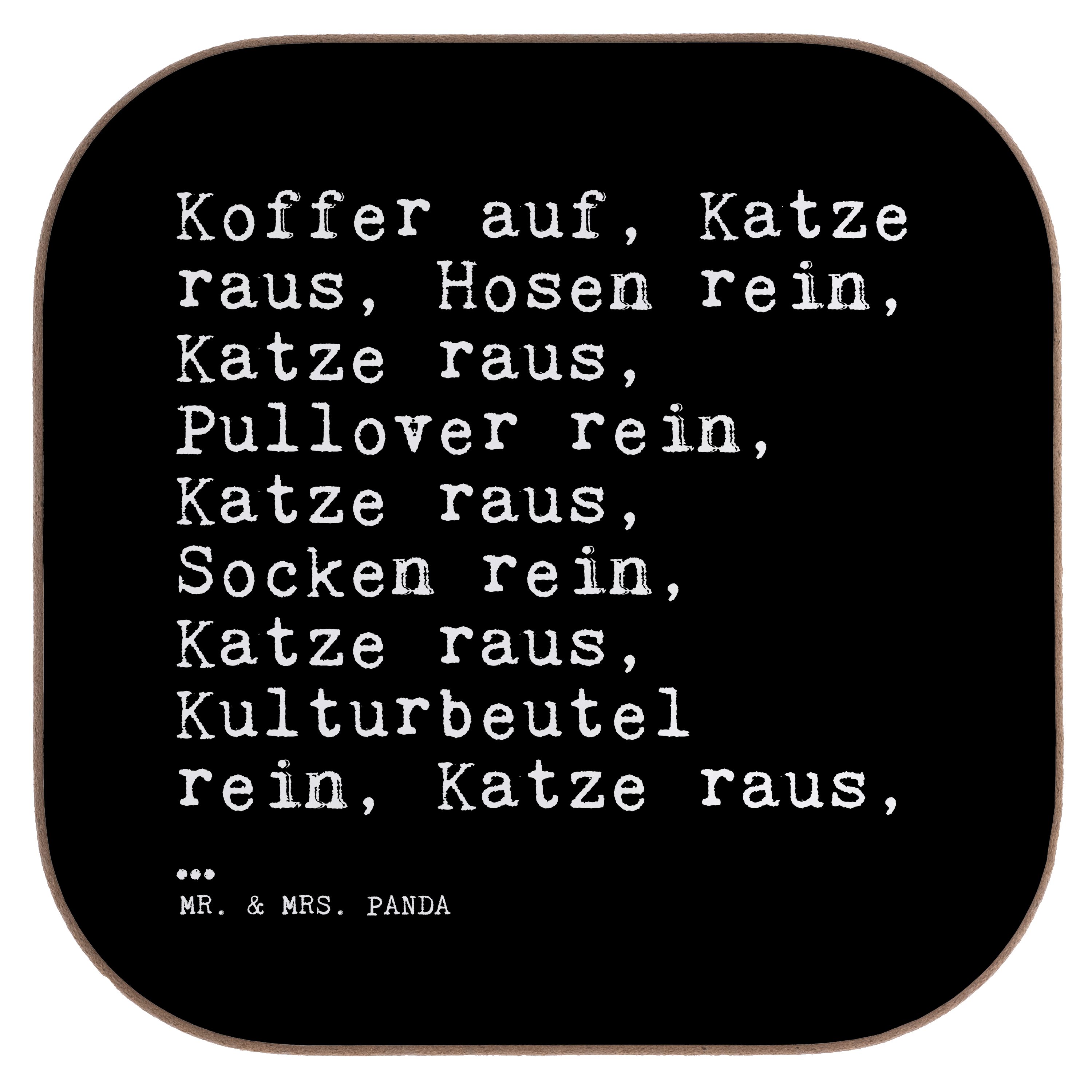 Geschenk, Panda Koffer Mrs. Katze Glasunters, - 1-tlg. auf, Getränkeuntersetzer Frauchen, - & raus,... Schwarz Mr.