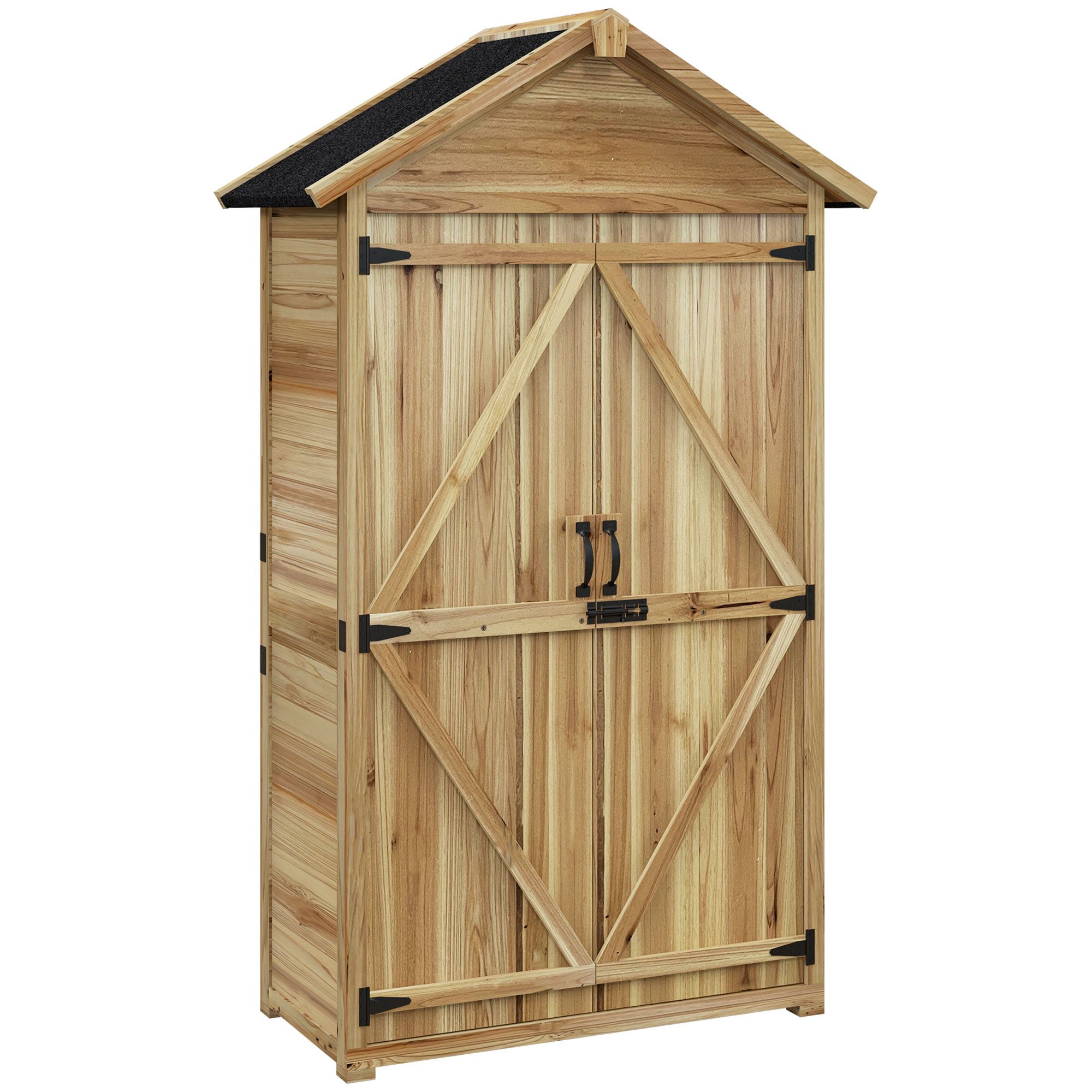 Outsunny Gerätehaus Gartenschrank, Holz-Geräteschuppen mit Asphaltdach, günstig online kaufen