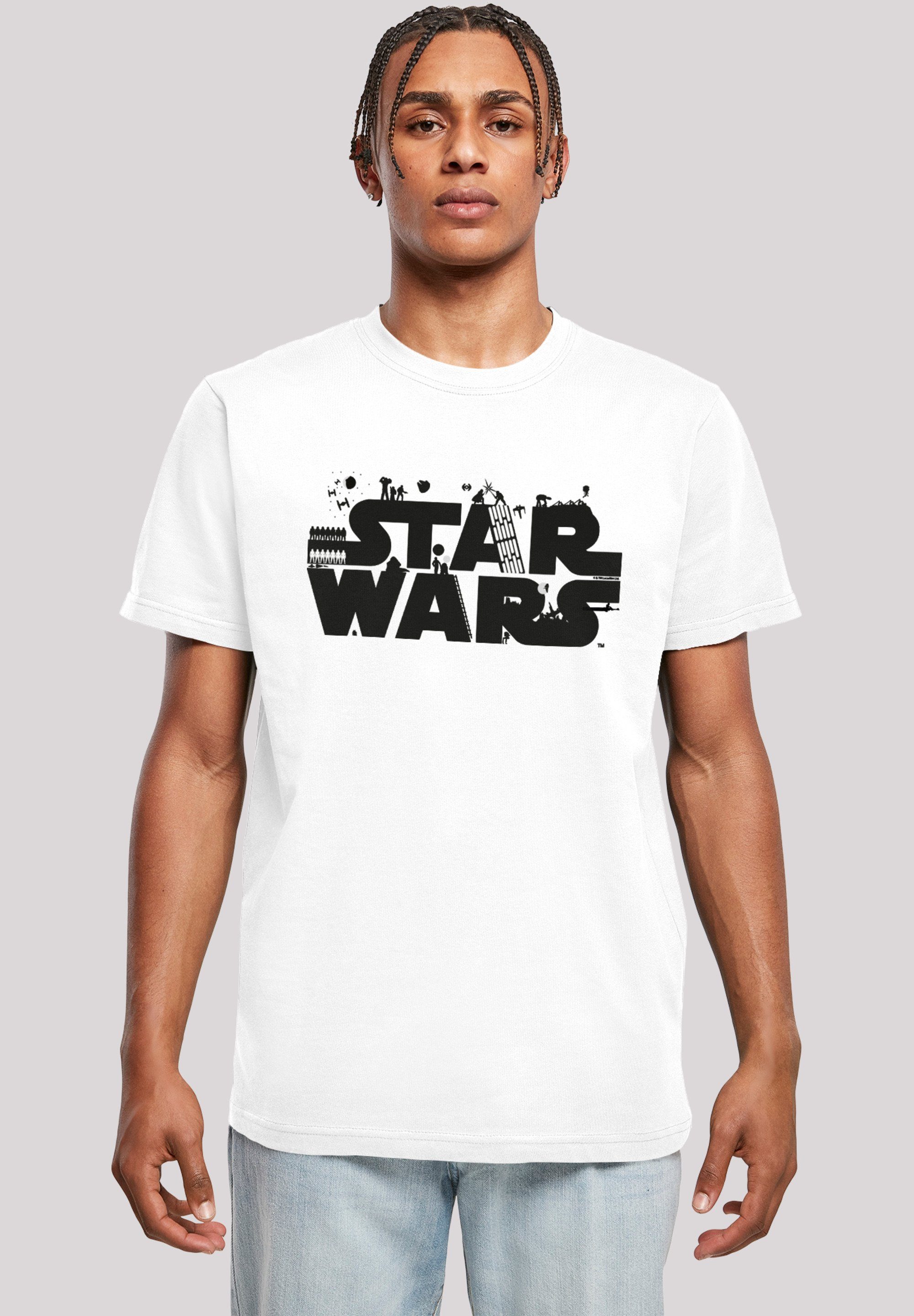 Logo Herren F4NT4STIC Round Wars T-Shirt Minimalist -WHT Kurzarmshirt with (1-tlg) Star Neck
