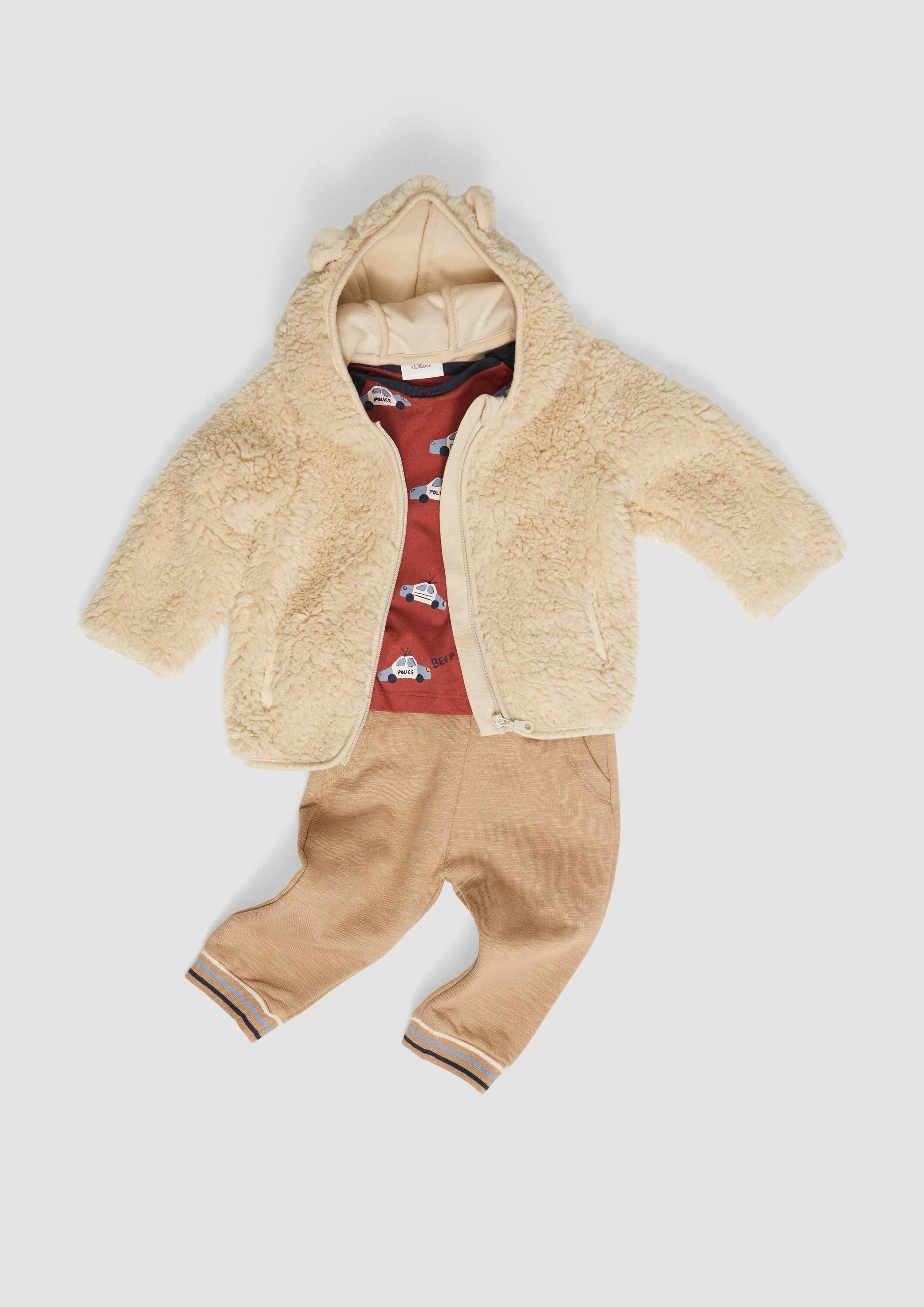 s.Oliver Funktionsjacke Sweatshirt Jacke Teddyplüsch-Jacke mit Öhrchen