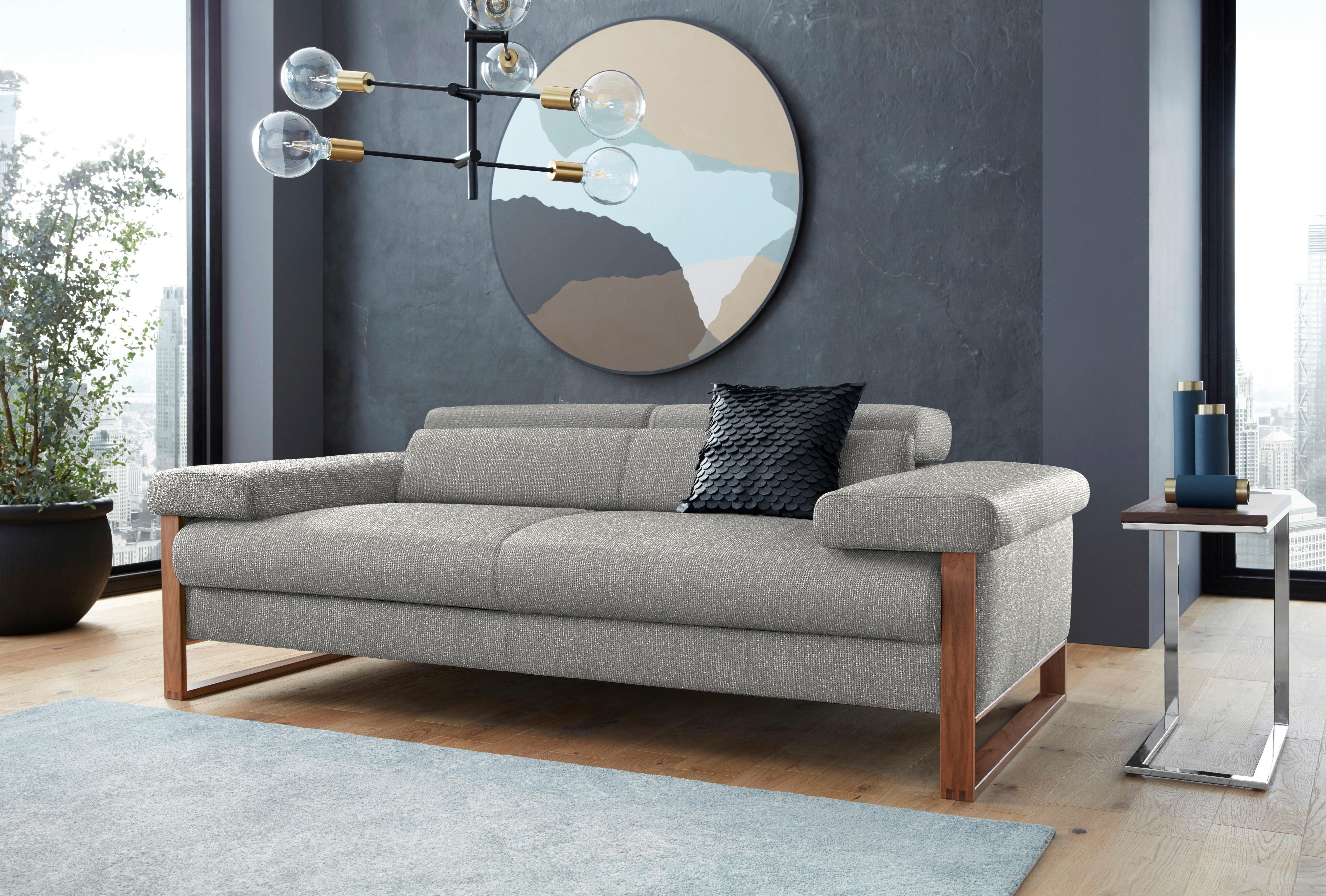 W.SCHILLIG 2-Sitzer finn, German Design Award 2016, Fußgestell Nussbaum natur, Breite 210 cm