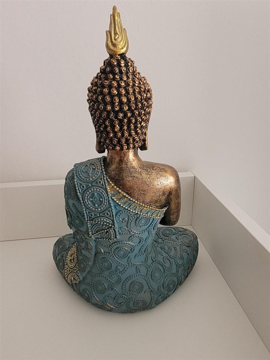 Geschenkestadl Buddhafigur Buddha Figur 29cm türkis gold meditierend (1 St) – Bild 2 von 3