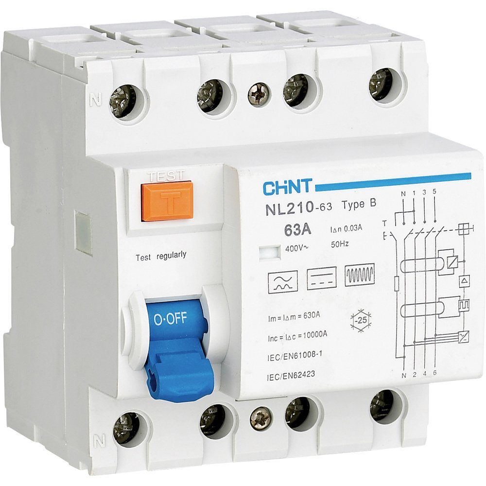 Sicherheitsrelais Chint 782001 Fehlerstrom-Schutzschalter allstromsensitiver FI B/10 kA