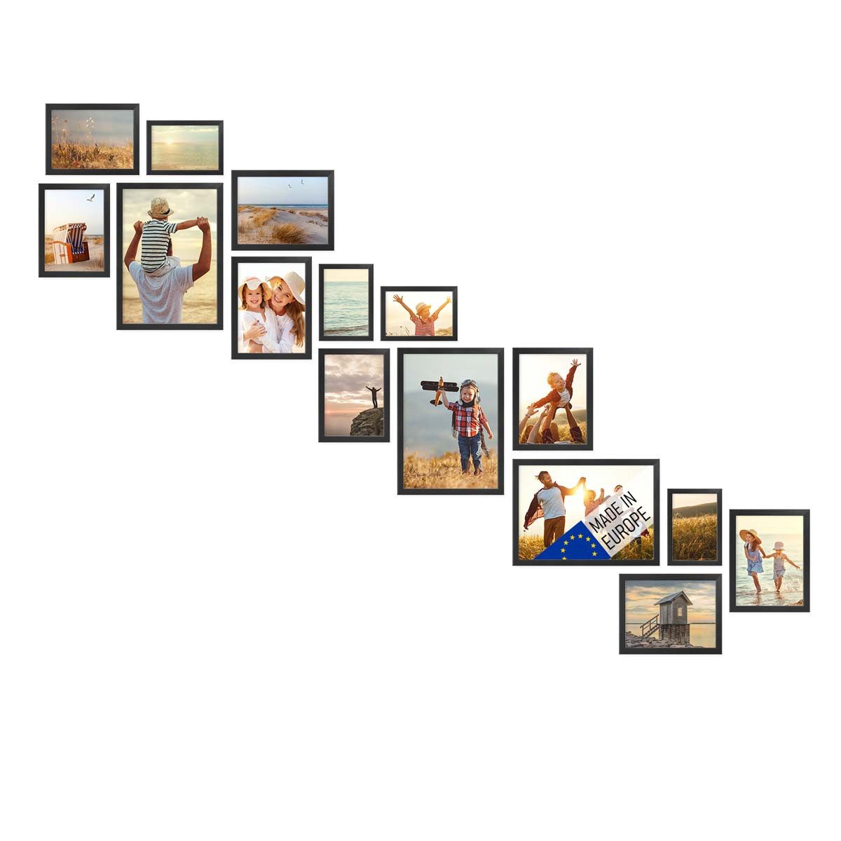 PHOTOLINI Bilderrahmen 15er Set Echtholz-Rahmen, Acrylglas günstig online kaufen