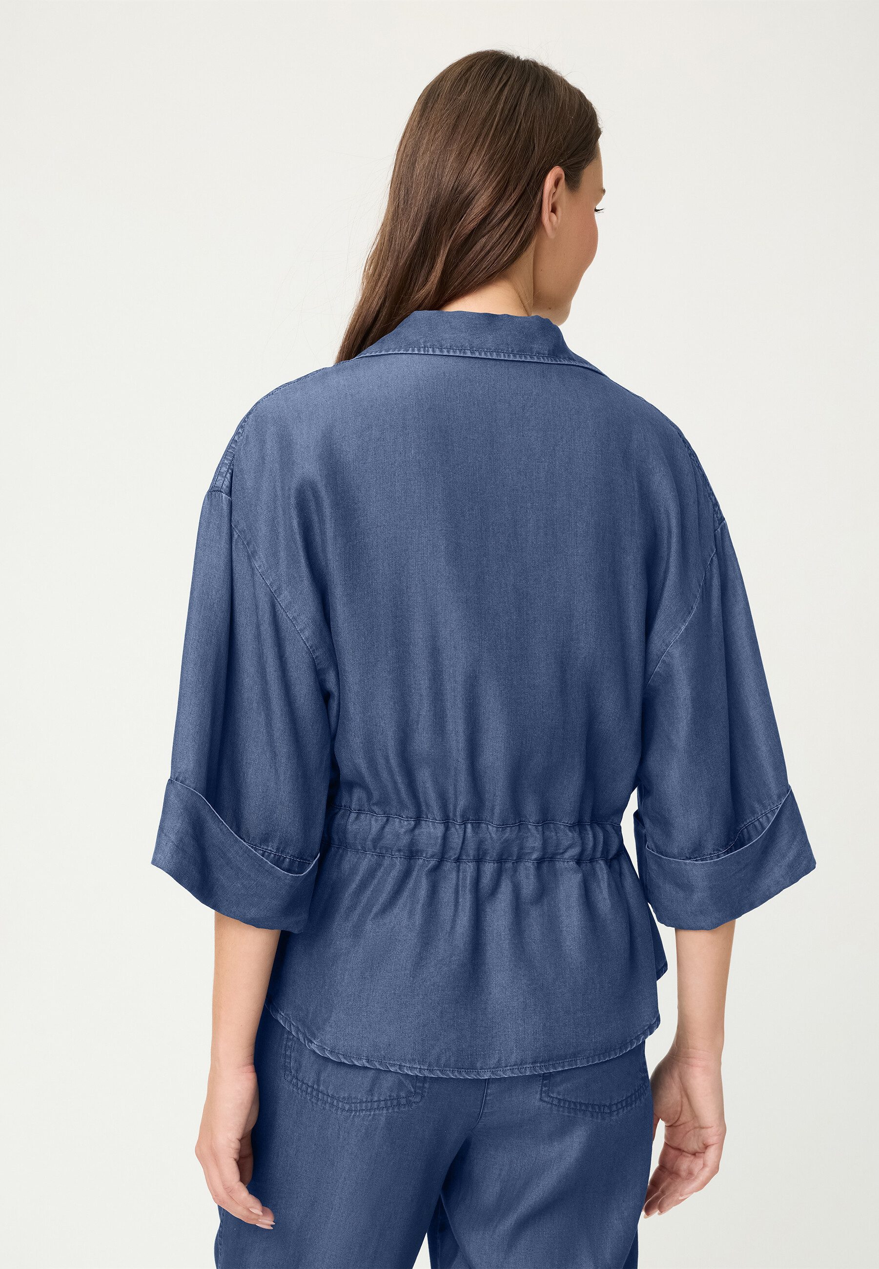 Olsen Kurzblazer Jacke mit Hemdblusenkragen und Reißverschluss