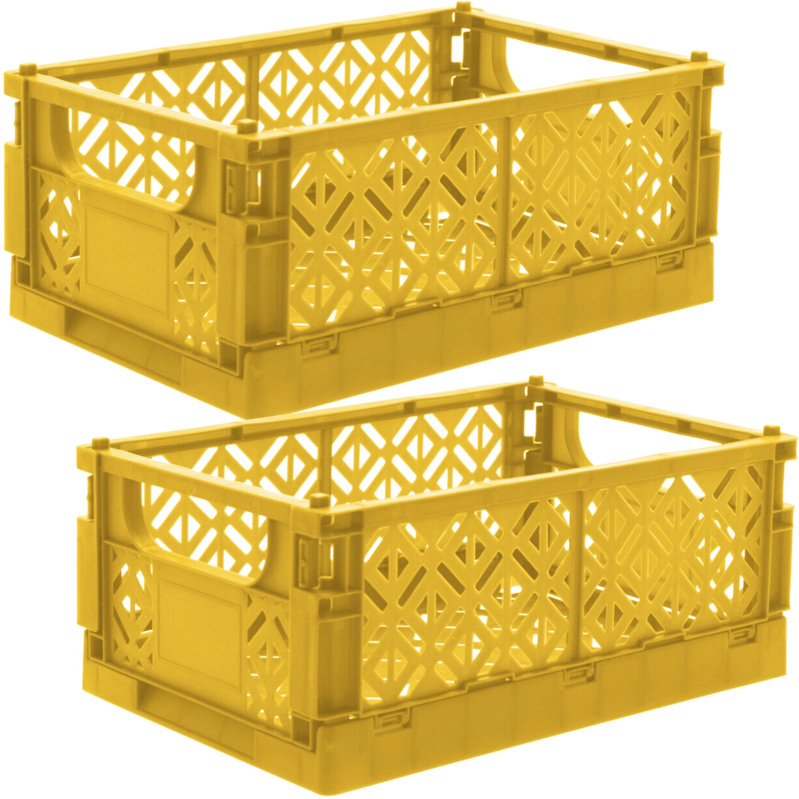 Koopman Klappbox Transportbox Kleinteilebox Faltbox Box Kiste 25x16x10cm, Gelb, Faltbar, Kunststoff, Tragegriffe, Stabil