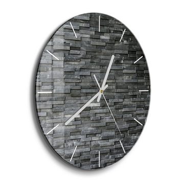 DEQORI Wanduhr 'Natursteinmauer' (Glas Glasuhr modern Wand Uhr Design Küchenuhr)