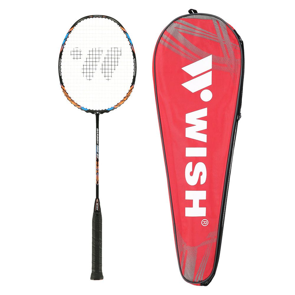 HMS Badmintonschläger Federballschläger Set Badmintonschläger, (Spar-Set, Carbon Pro 67), Ergonomischer Holzgriff mit PU-Ummantelung
