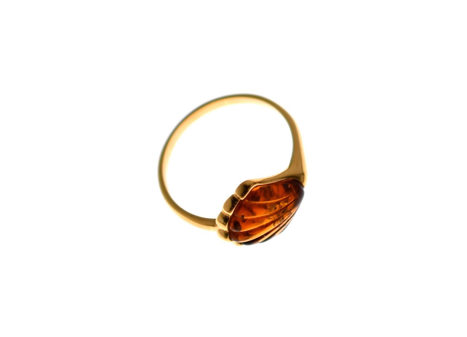 MyBer® Goldring Ring Bernstein Bernsteinring Schmuck Damen veroldet PMBER65_R715C (1-tlg), Sterling Silber 925, Bernstein in Form einer Muschel Durchmesser 17mm