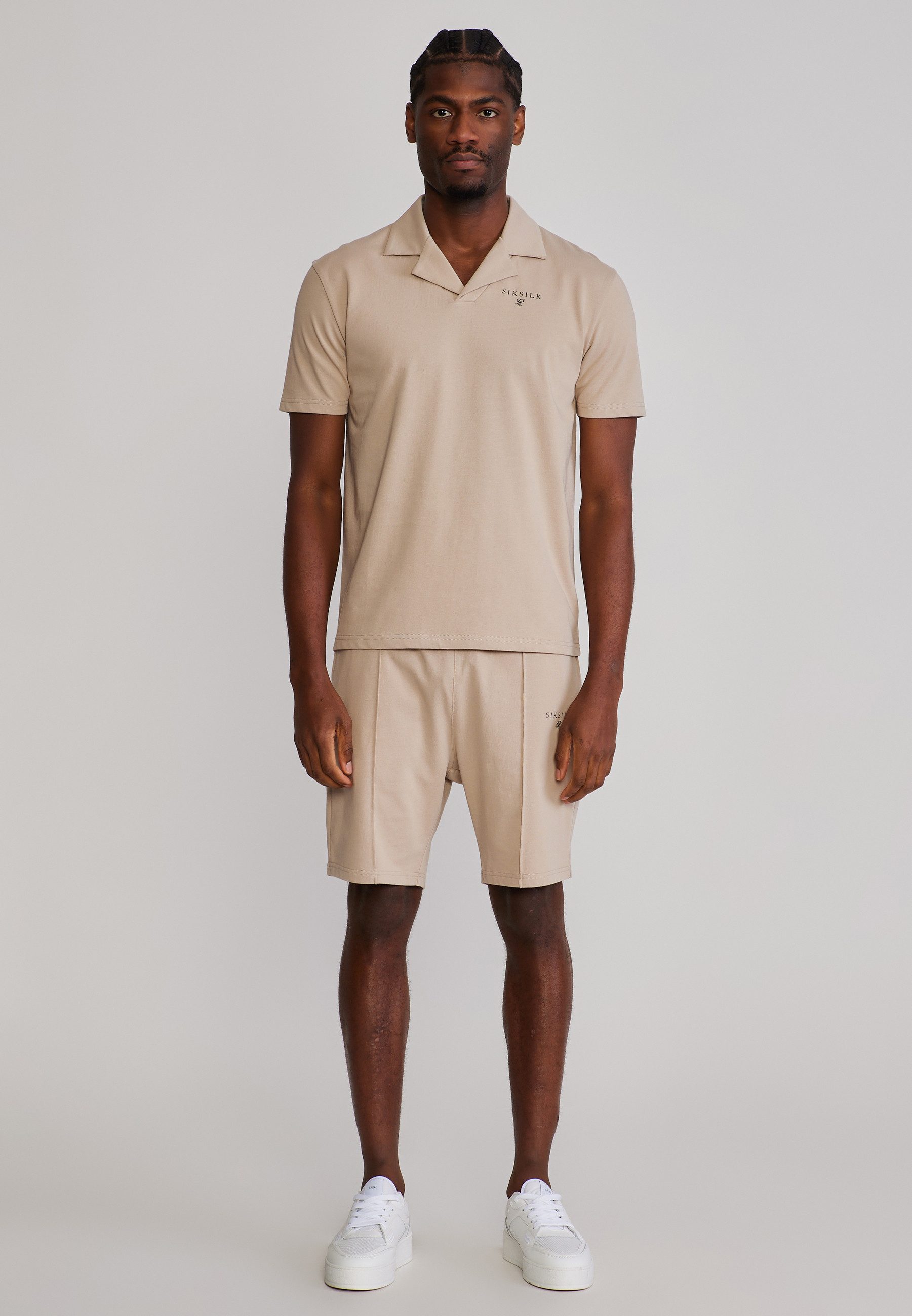 Siksilk Poloshirt SikSilk Herren Beige Polo and Shorts Set
