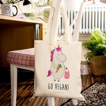 Mr. & Mrs. Panda Tragetasche Einhorn Vegan - Transparent - Geschenk, Einkaufstasche, Jutebeutel, U (1-tlg), Lange Tragegriffe