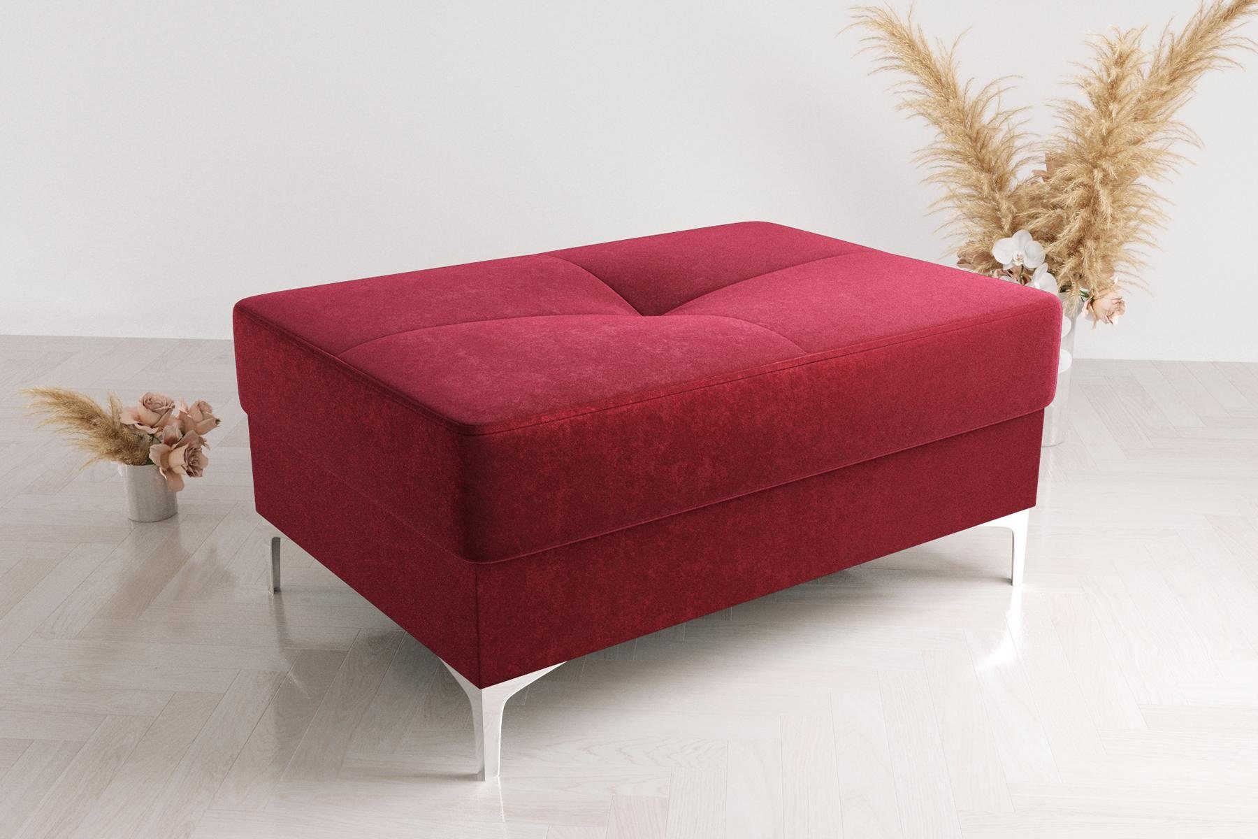 JVmoebel Polsterbank Grauer Fußhocker aus Kunstleder mit Edelstahlfüßen (1-St., Hocker), Made in Europa
