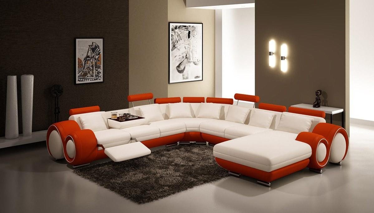 Couch Form Sofas Sofa JVmoebel Design Garnitur Ecksofa Polster Wohnlandschaft Orange Ecksofa, U