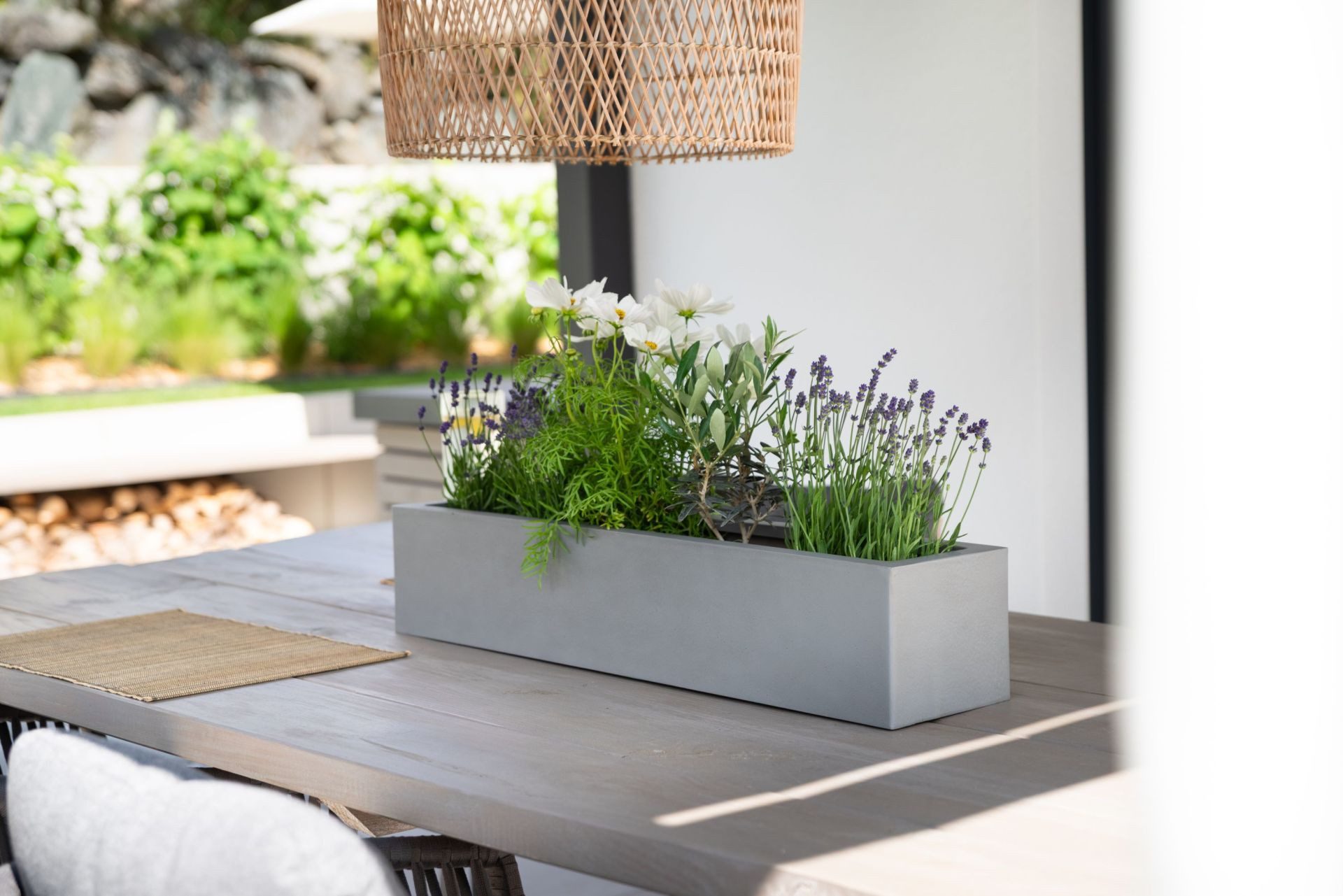 VIVANNO Balkonkasten Fiberglas FLOBO Kasten - Betongrau Beton-Design (1 St), 80x17x15 cm