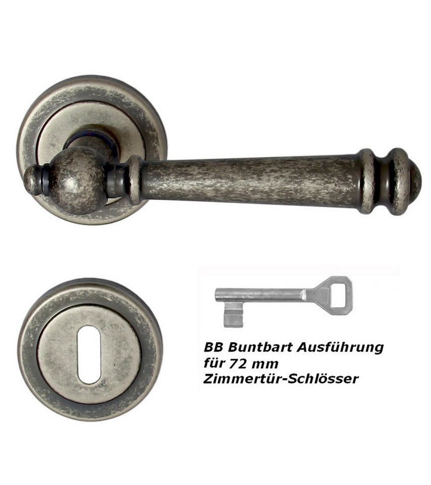 Thumbnail - Drückergarnitur Massiv Messing Türbeschlag Kos R BB Antik - Iron Türdrücker Türklinke, Drücker außen, Rückholfeder zur S...