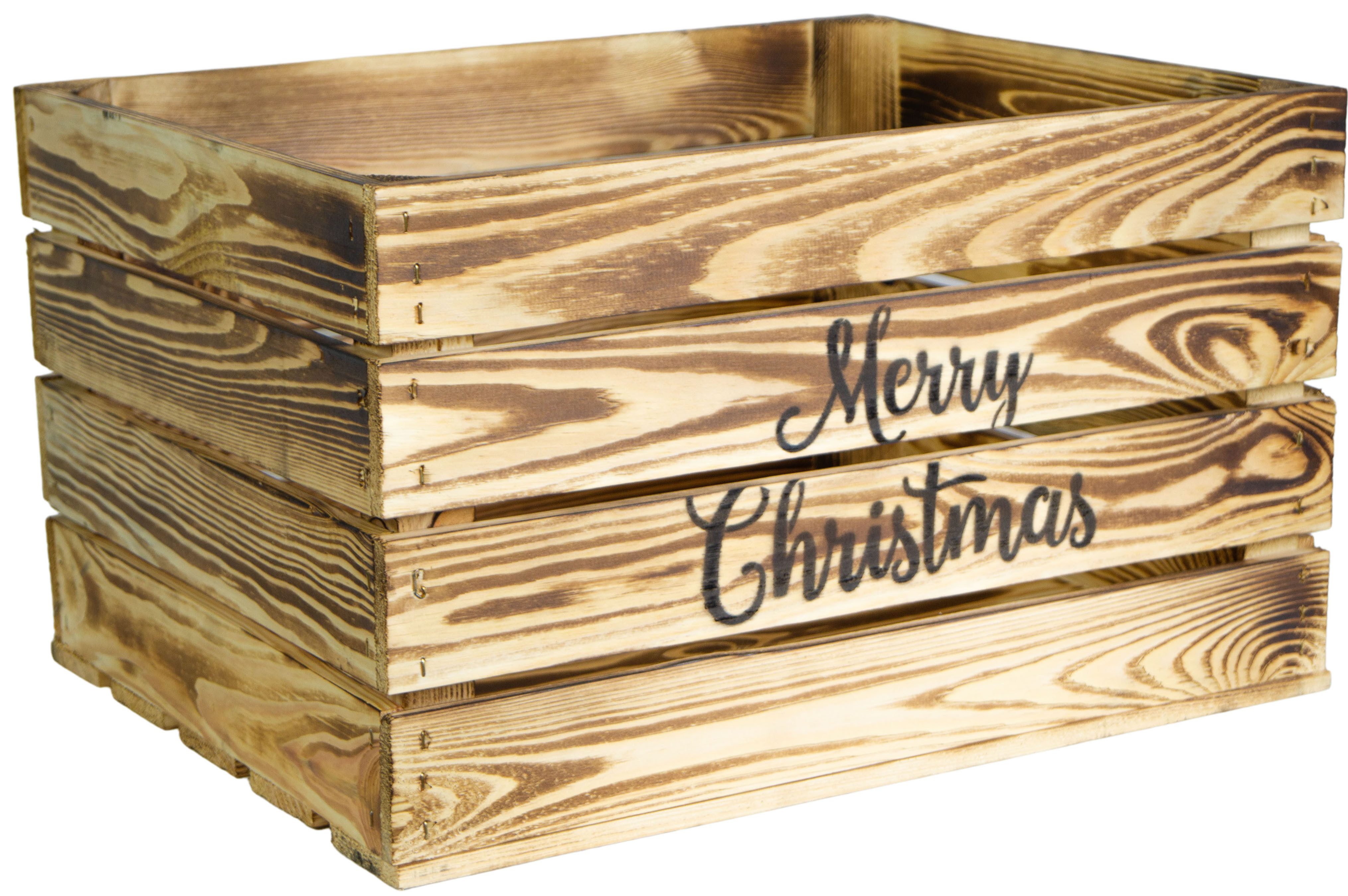 Kistenkolli Altes Land Allzweckkiste geflammte Holzkiste Merry Christmas (Spar-Set, 1er Set)