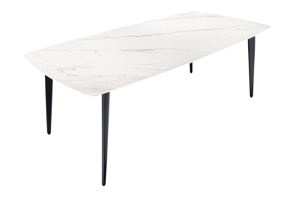 riess-ambiente Esstisch MILANO 180cm weiß/schwarz - Keramik, Metallbeine, Marmor-Design (Einzelartikel, 1-St), Platz für bis zu 8 Personen - ideal für Esszimmer & Küche