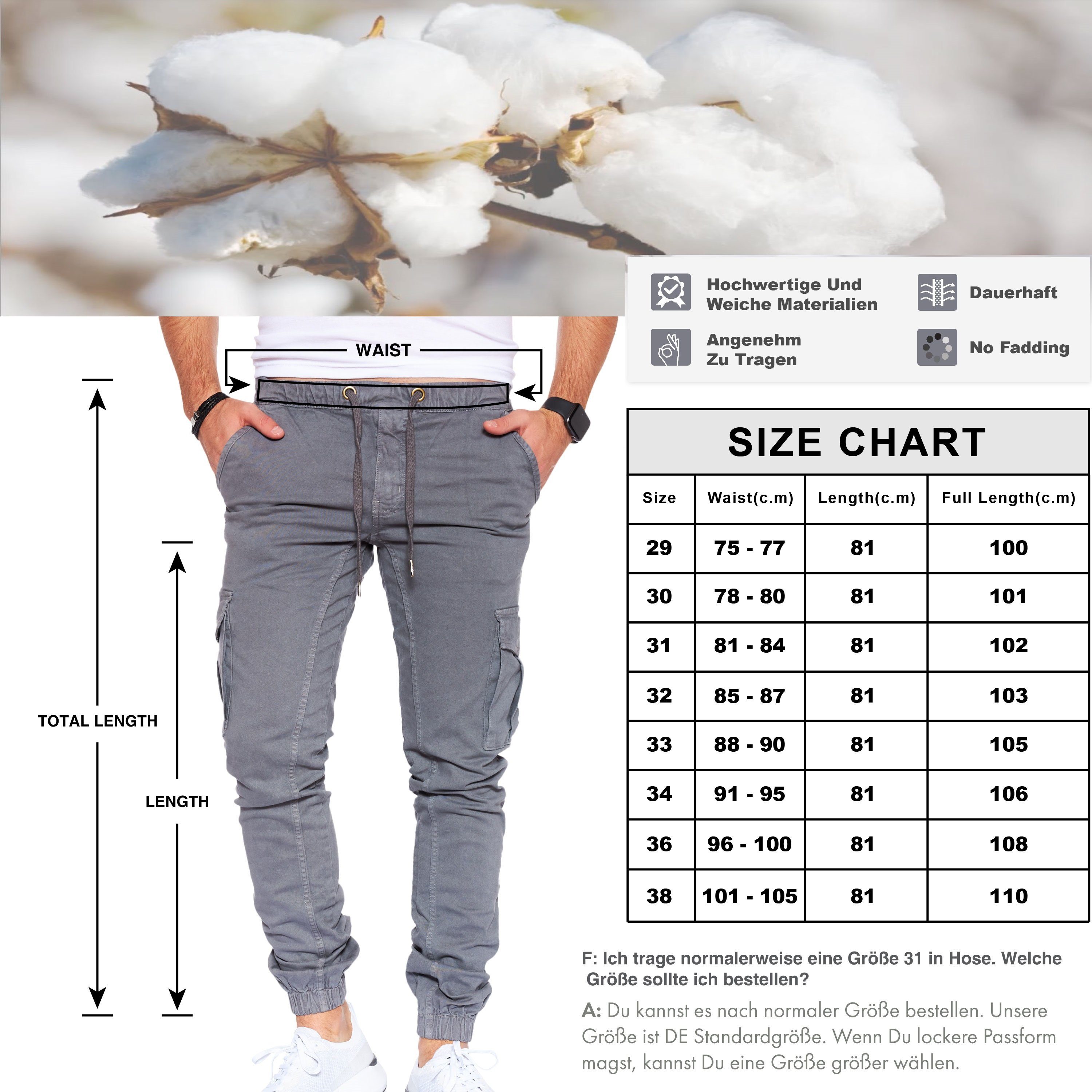 Styleko Cargohose Slim fit Cargohose Herren Cargohose männer Cargohose für Herren Jogger