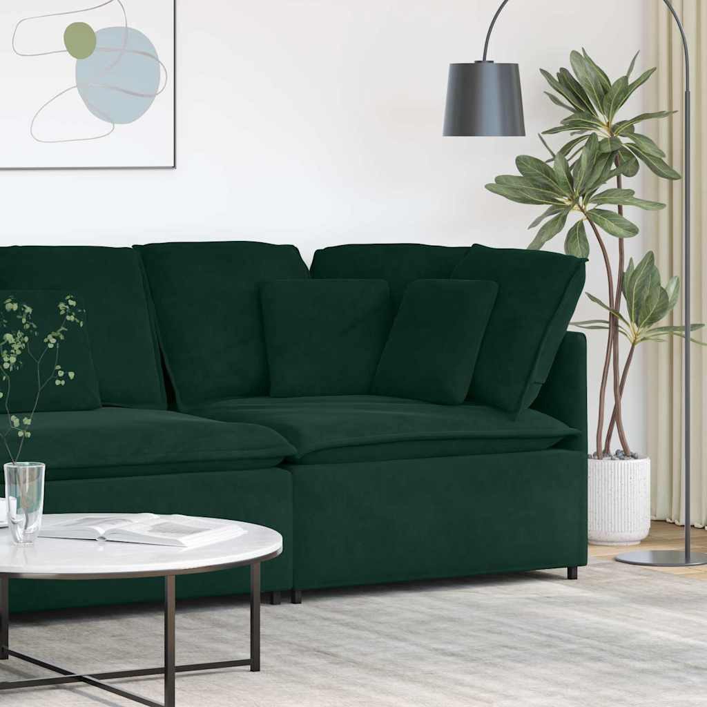 vidaXL Sofaelement Modulares Sofa Eckmodul mit Kissen Dunkelgrün 100 cm