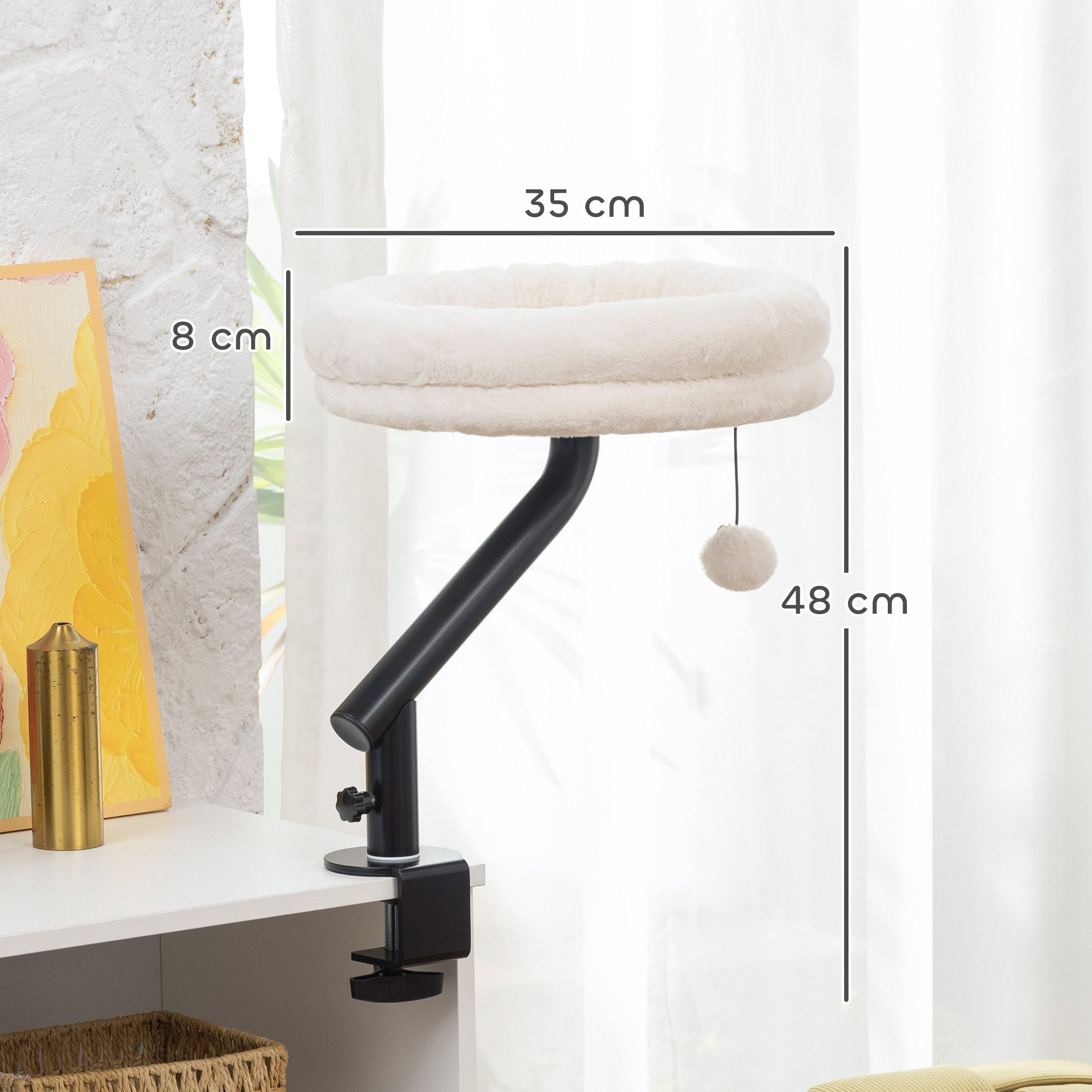 PawHut Tierbett Katzenbett für Schreibtisch mit 360°Drehung, verstellbarer Höhe, Polyester, mit abnehmbarem, maschinenwaschbarem Bett, für Katzen unter 6 kg