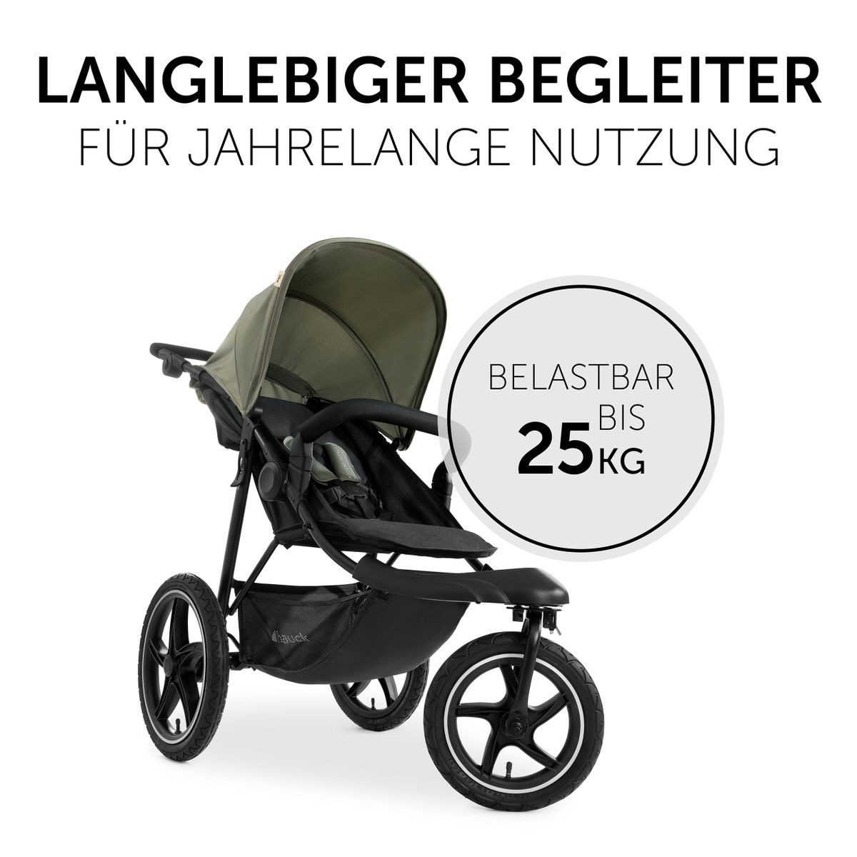 Hauck Kinder-Buggy Runner 2 - Disney - Mickey Mouse Olive, Sportwagen mit Luftreifen, Liegefunktion, höhenverstellbar bis 25 kg