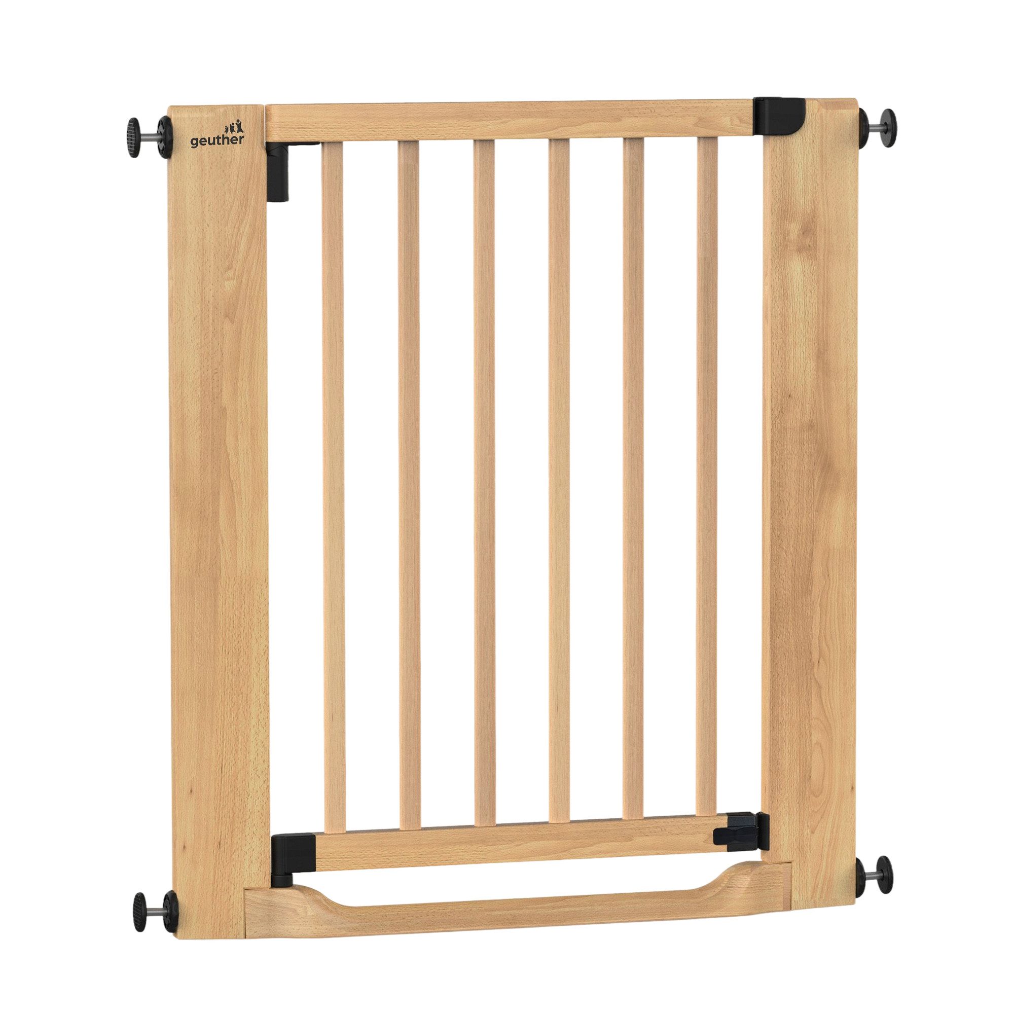 Geuther Treppenschutzgitter Easylock Flatstep Holz 71–133 cm, ohne Bohren Auto-Close flach Tritt, Treppenschutzgitter