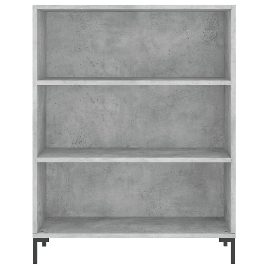 furnicato Bücherregal Betongrau 69,5 x 32,5 x 90 cm aus Holzwerkstoff und, 1-tlg., Stabiles Regal mit drei offenen Fächern und Wandhalterung im Wohnraum