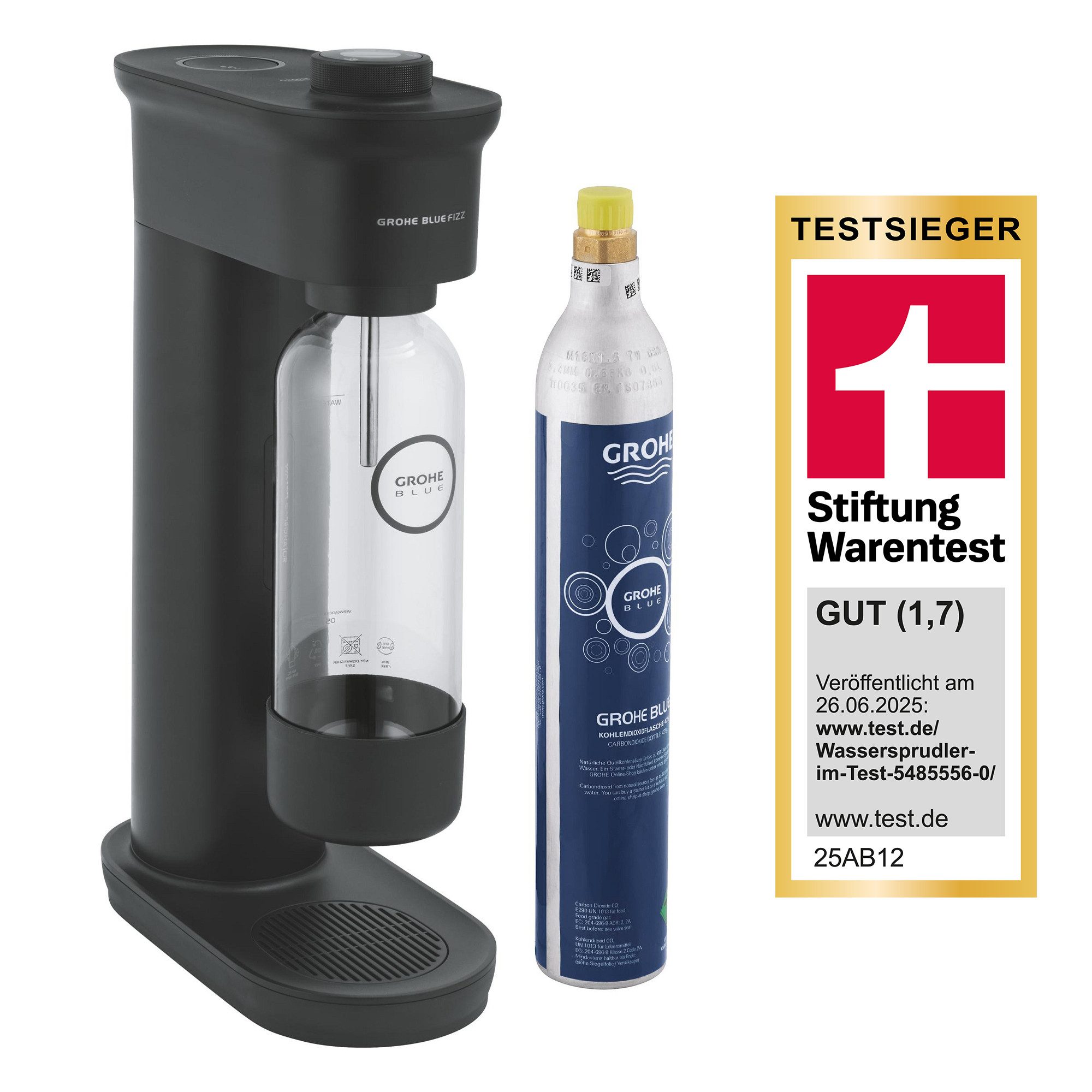 Grohe Wassersprudler Blue Fizz Wassersprudler, Advanced Starter Set, schwarz (31945K00)