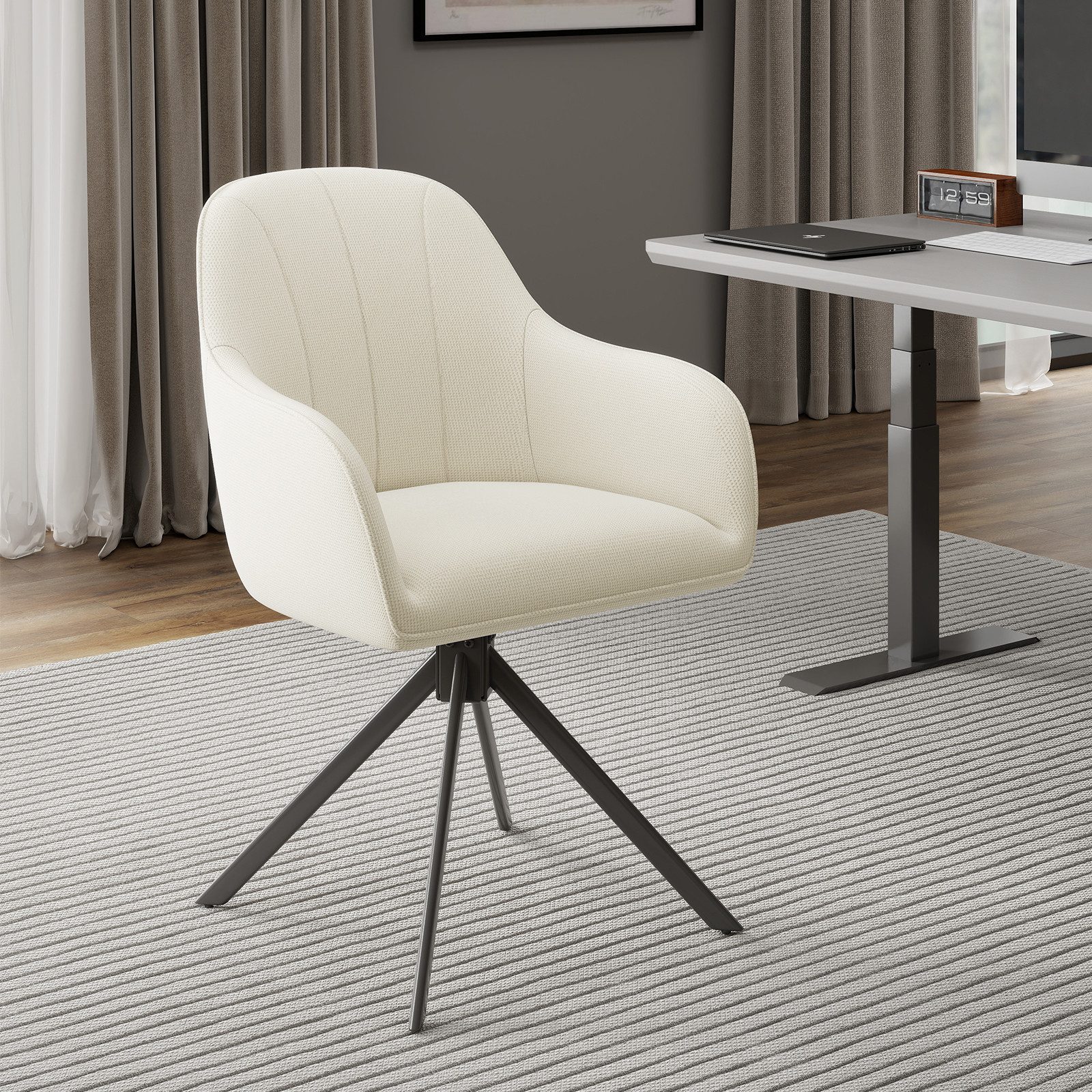 HawthyHome Polsterstuhl 360° drehbar mit Armlehne und Metallbeinen, 4-Fußstuhl (1 St), Moderner Küchenstuhl Esszimmerstuhl für Wohnzimmer & Büro
