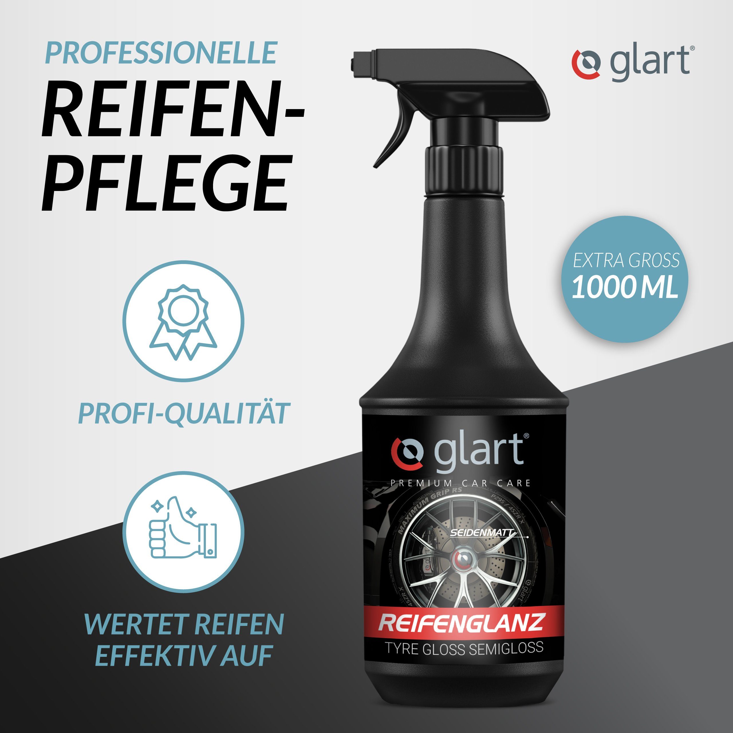 Glart 451RK Reifenpflege Auto Reifenglanz Tire Shine seidenmatt 1L + Schwamm Auto-Reinigungsmittel