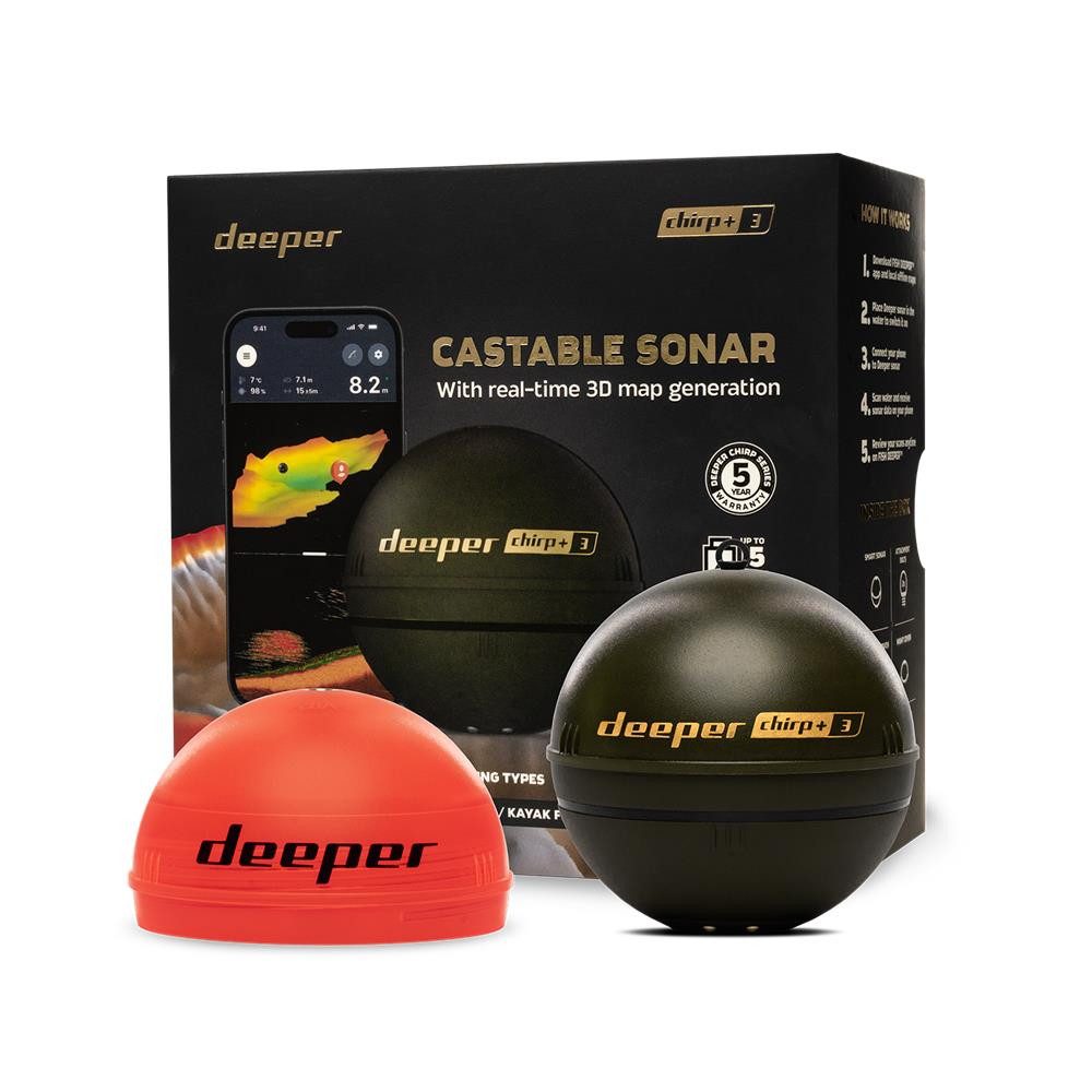 deeper Fischfinder Smart Sonar CHIRP+ 3, GPS, Tiefenfinder zum Bootsangeln, Angeln, schwarz