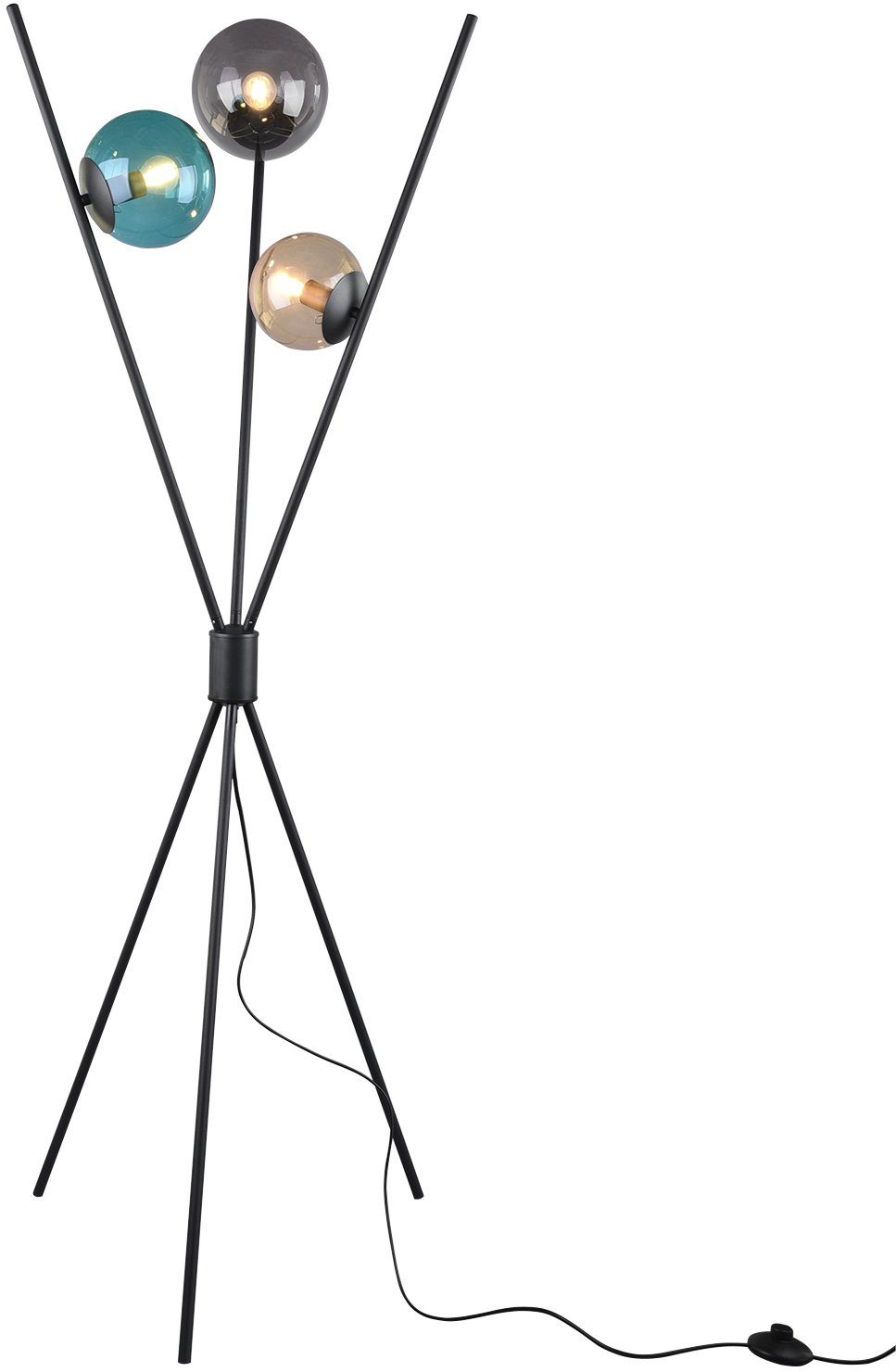 Lance, Leuchtmittel ohne tauschbar Leuchten Leuchtmittel, schwarz/bunt TRIO Fußschalter, Stehlampe
