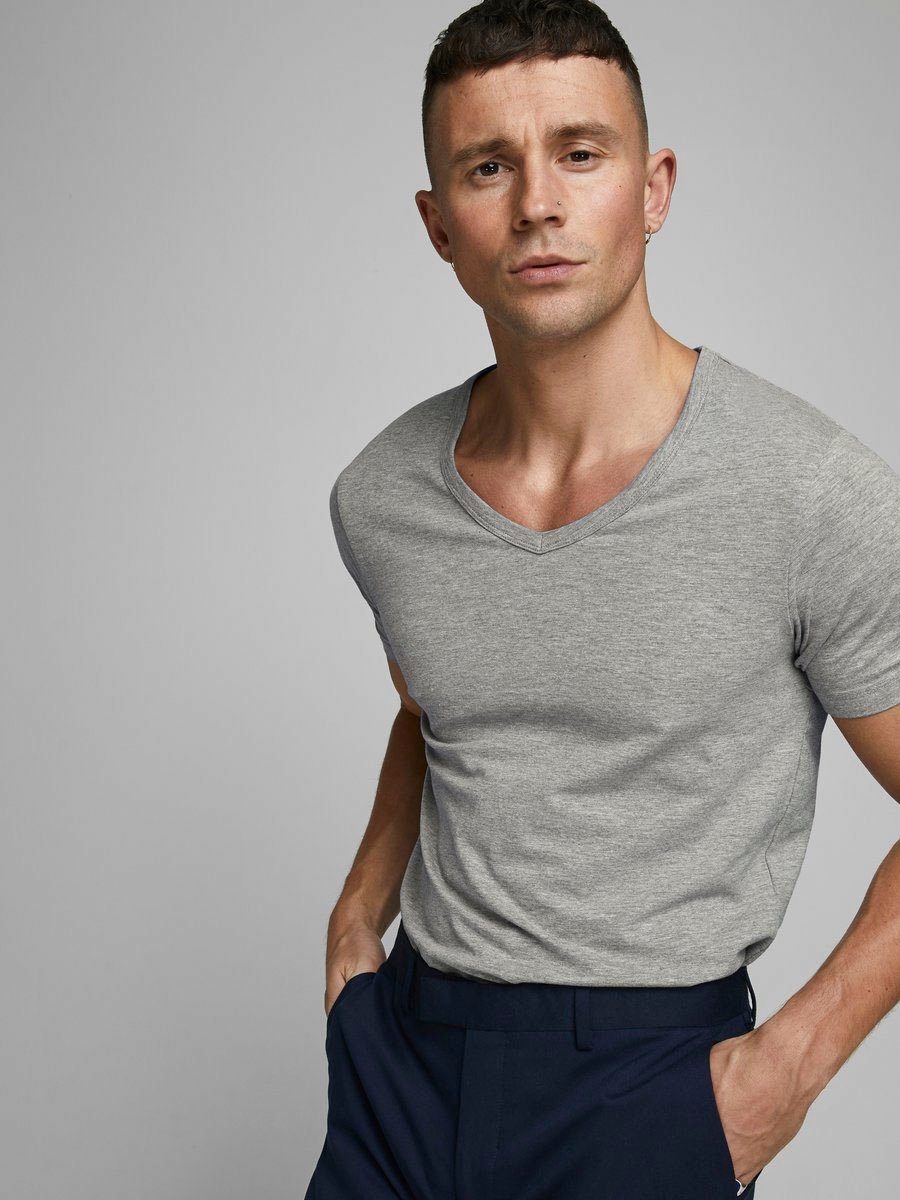 Jack & Jones T-Shirt SLIM- FIT BASIC TEE V-NECK mit V-Ausschnitt
