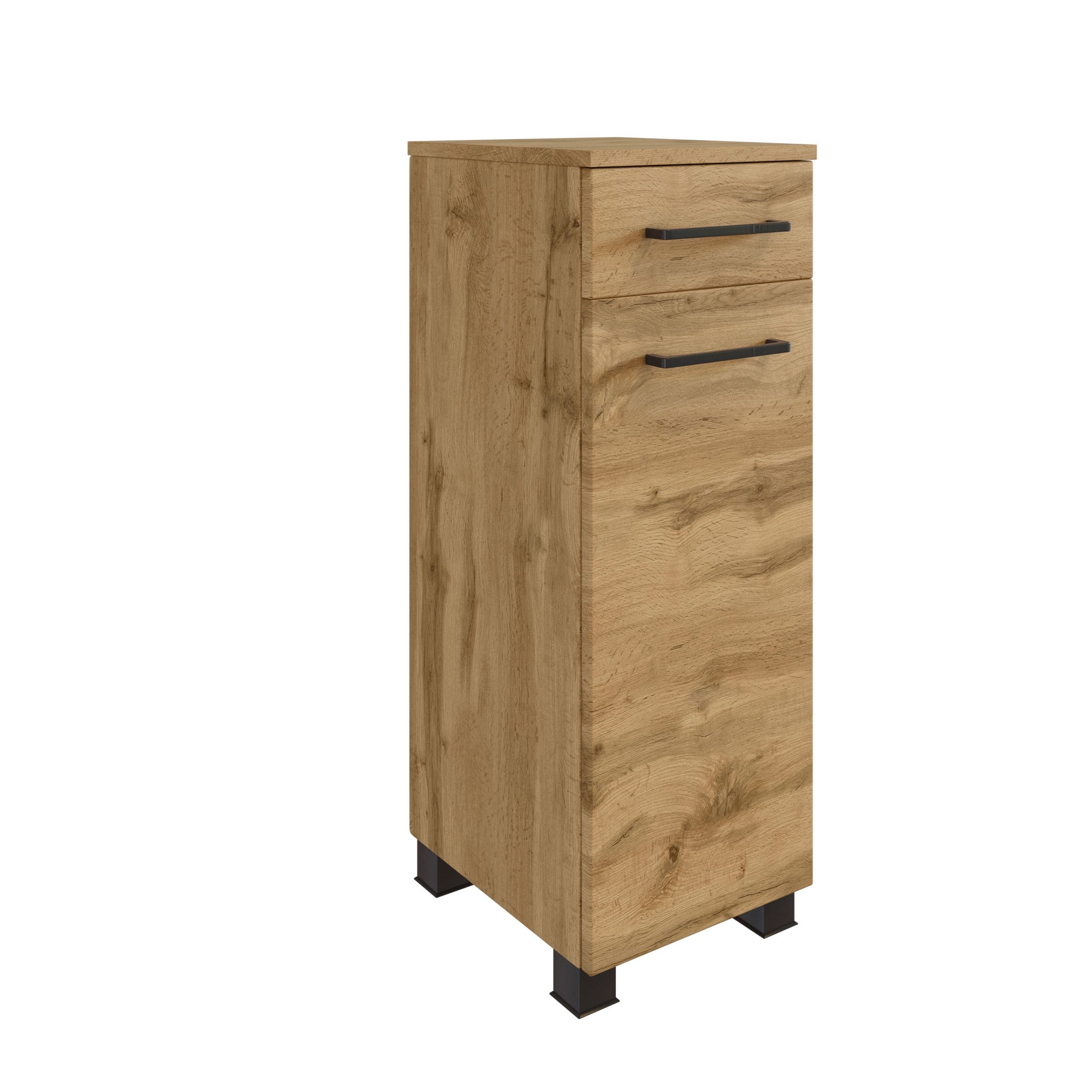 möbelando Waschbeckenunterschrank Manchester aus MDF in wotaneiche mit einer Schublade und einer Tür. Abmessungen (B/H/T) 30x79x35 cm