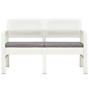 furnicato Gartenbank 2-Sitzer-mit Kissen Weiß 120 cm Kunststoff