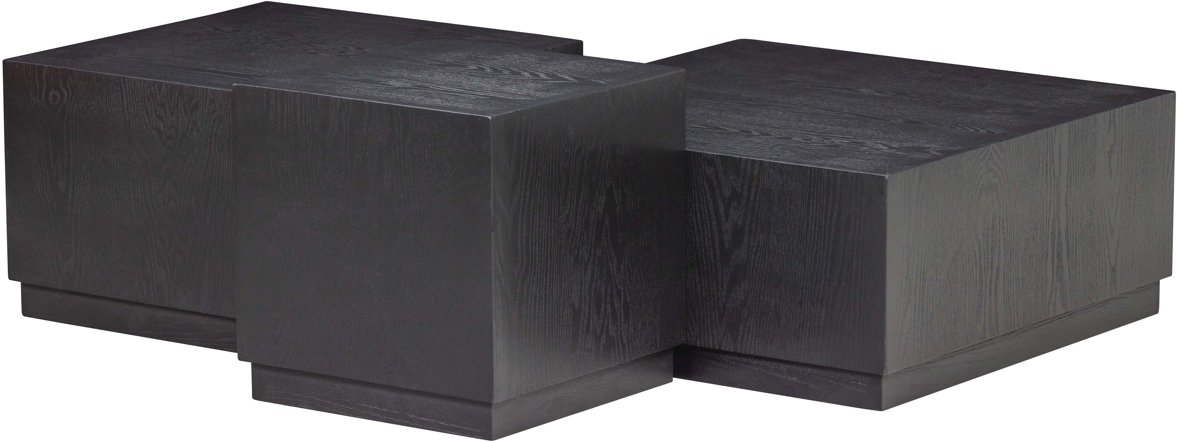 WOOOD Beistelltisch Pim 3-tlg. aus MDF, stapelbar 40x40 / 55x55 / 70x70 cm, Drei Einheiten ineinander stapelbar, Hohlkonstruktion, schutzlackiert