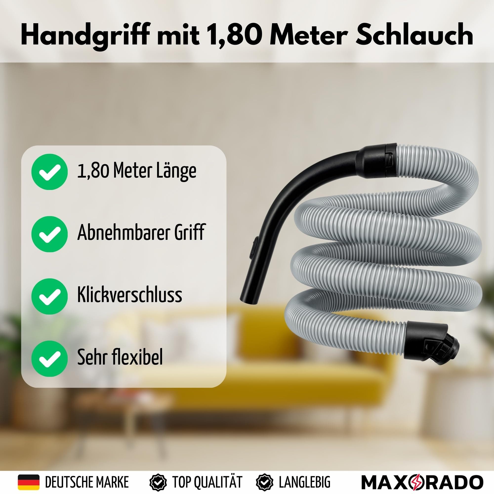 Maxorado Staubsaugerschlauch Staubsauger Handgriff + Schlauch für Miele C2 C3 S8 S8340 S8360 S8370, Zubehör für Compact C2, Complete C3, S8790, S8730, S8710, S8520, S8510, S8370, S8340, Compact C2, Complete C3, S8790, S8730, S8710