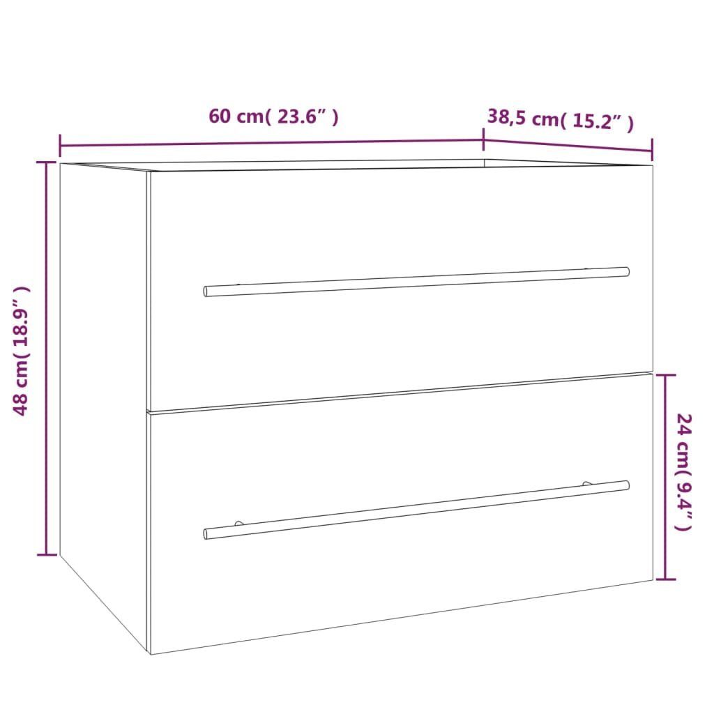 Sonoma vidaXL Waschbeckenschrank Holzwerkstoff Grau Waschbeckenschrank 60x38,5x48 cm