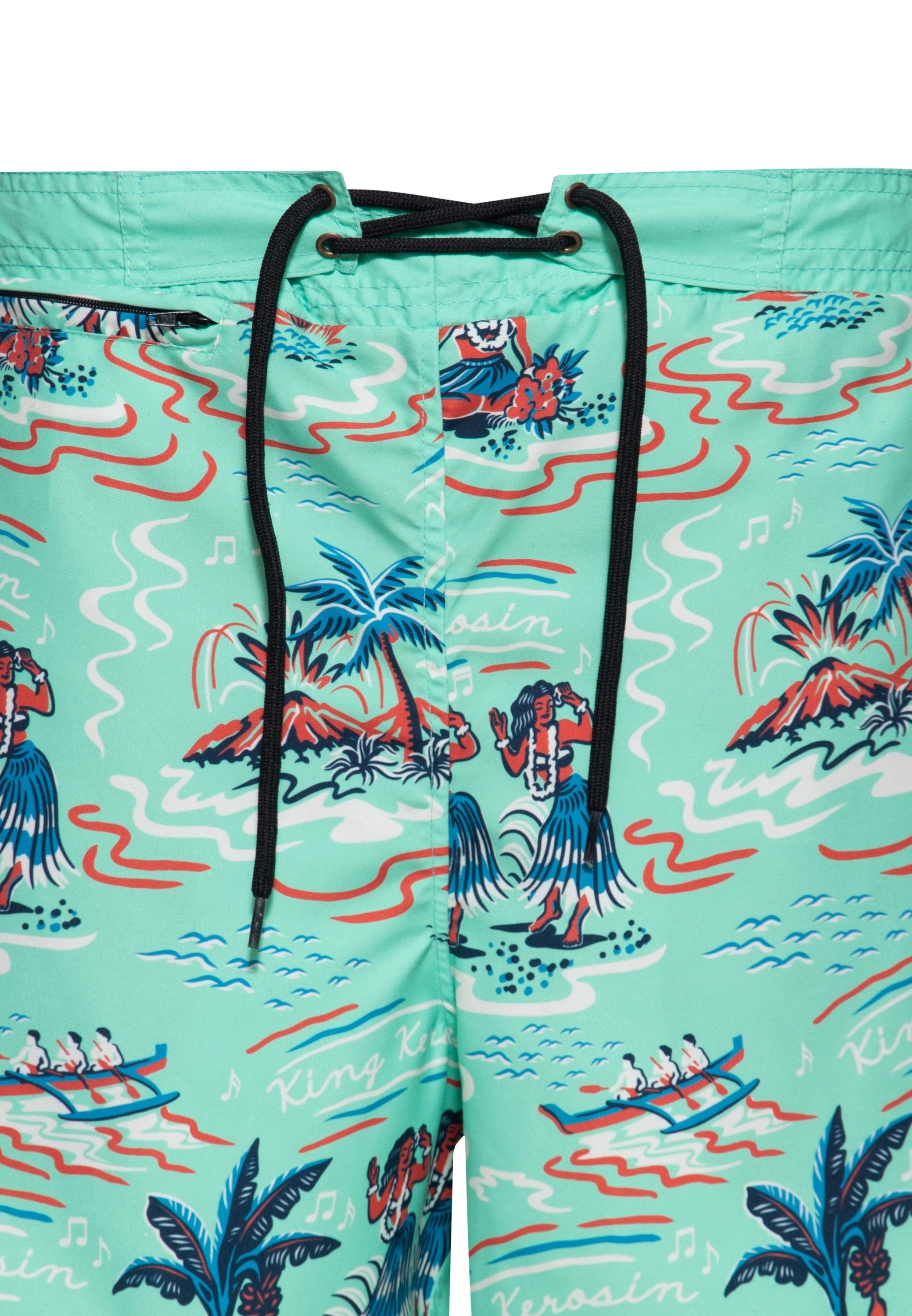 KingKerosin Badeshorts Hawaii im hawaiianischen Allover-Design