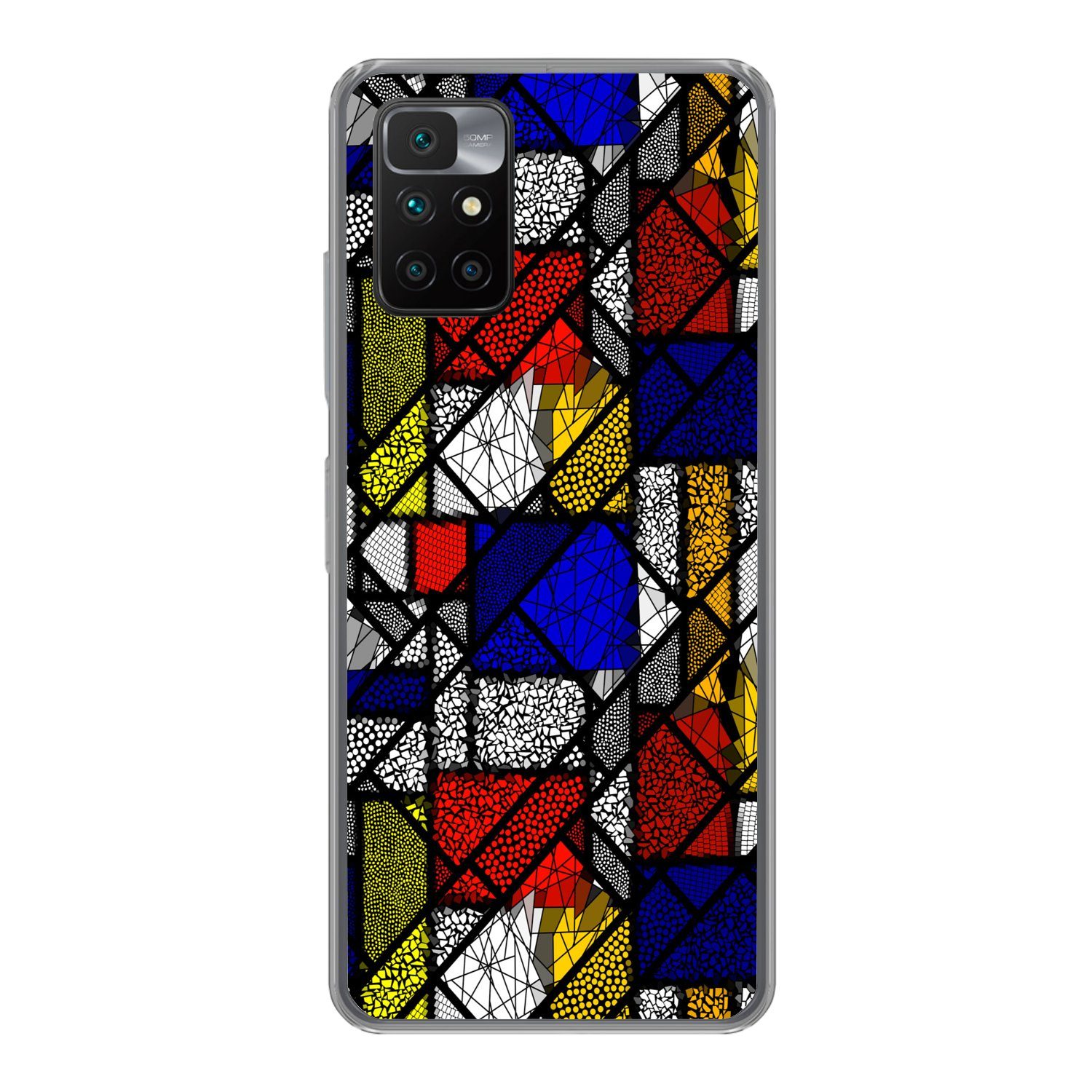 MuchoWow Handyhülle für Xiaomi Redmi 10 Mondrian - Glasmalerei - Alte Meister - Kunstwerk, Phone Case, Silikon, Schutzhülle Dünn