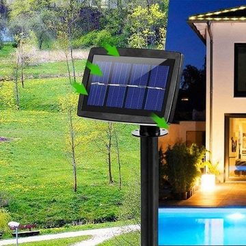 GelldG Gartenleuchte Solar-LED-Streifen für den Außenbereich,wasserdicht, warmweiß