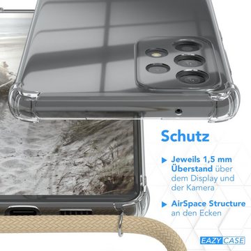 EAZY CASE Handykette Kette Clips Schwarz für Samsung Galaxy A73 5G 6,7 Zoll, Handykordel Umhängetasche für Handy Hülle durchsichtig Beige Taupe