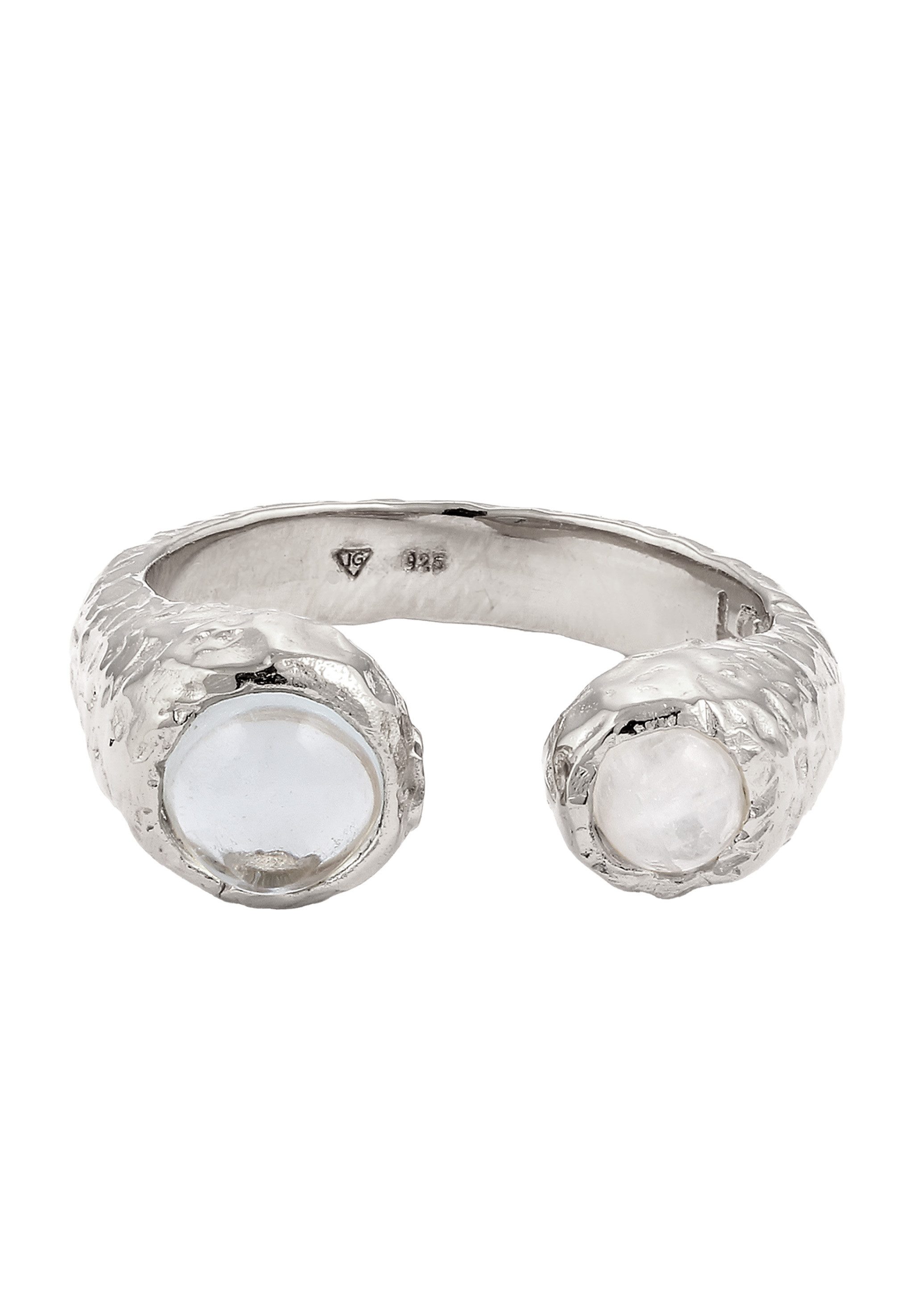 HAZE & GLORY Fingerring Mondstein Aquamarin Hellblau 925 Sterling Silber günstig online kaufen
