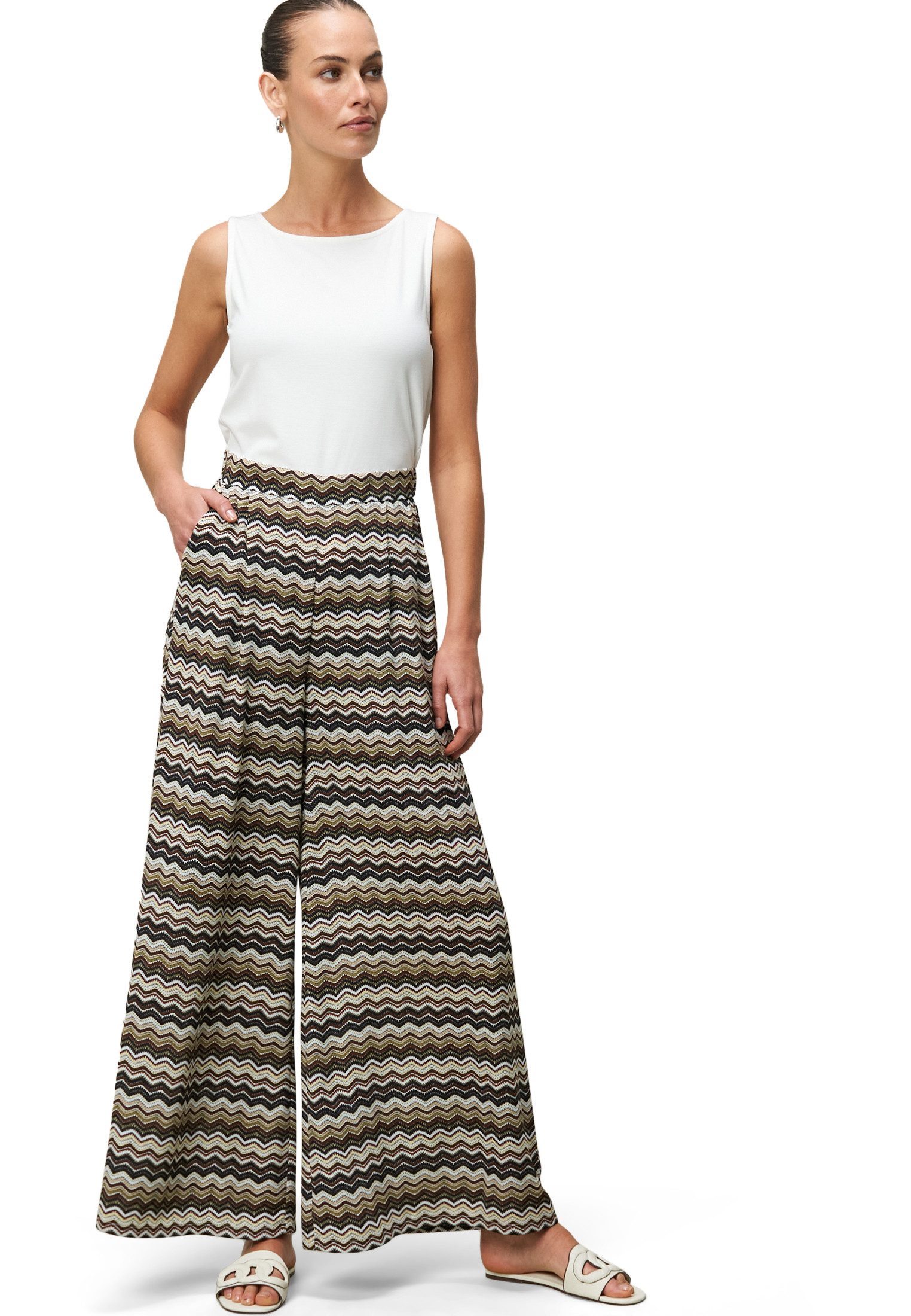 Zero Overall Damen Jumpsuit 2-in-1 Look Zickzackmuster (1-tlg) Falten günstig online kaufen