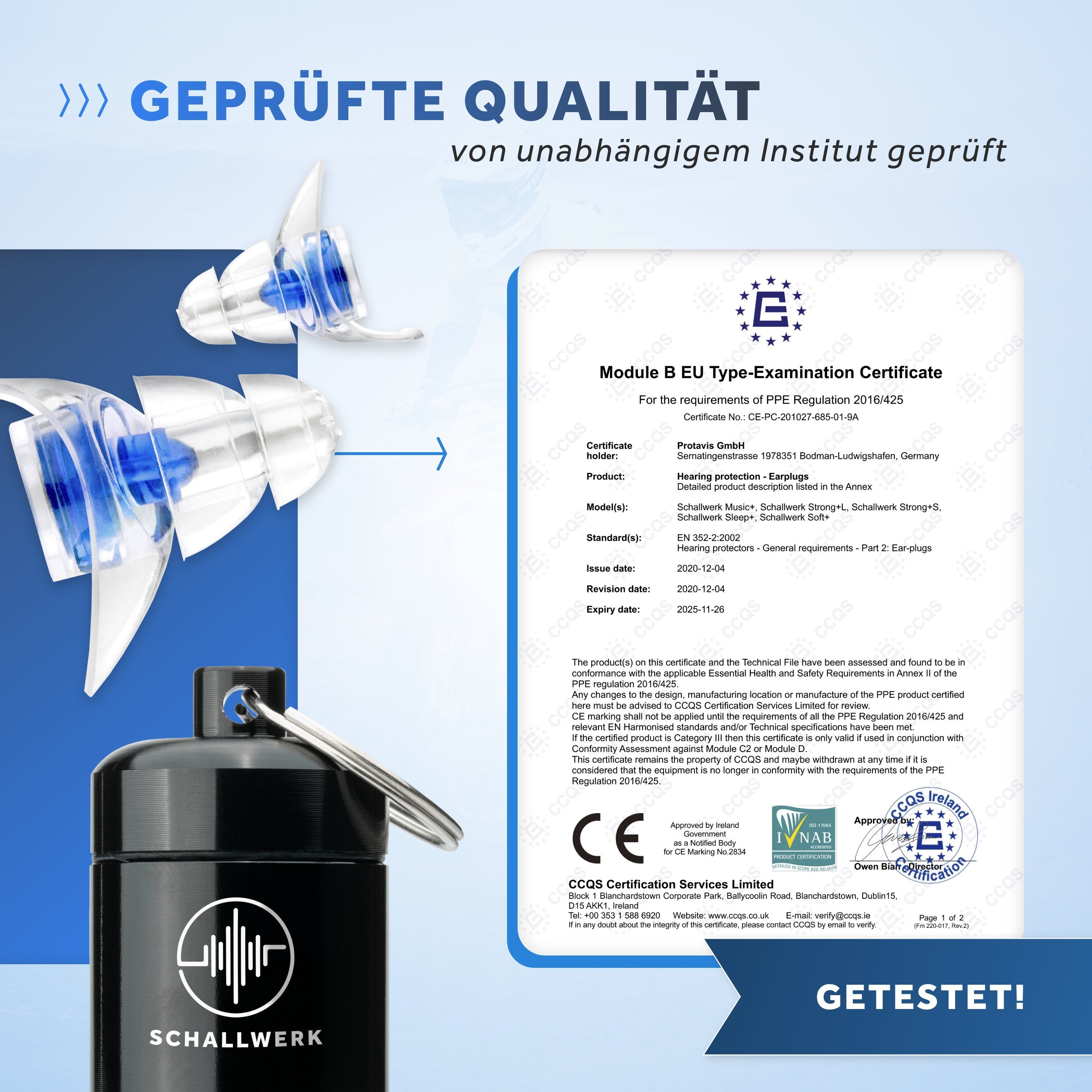 Schallwerk Gehörschutzstöpsel SCHALLWERK ® Strong+ Gehörschutz Ohrstöpsel mit extra starkem Schutz